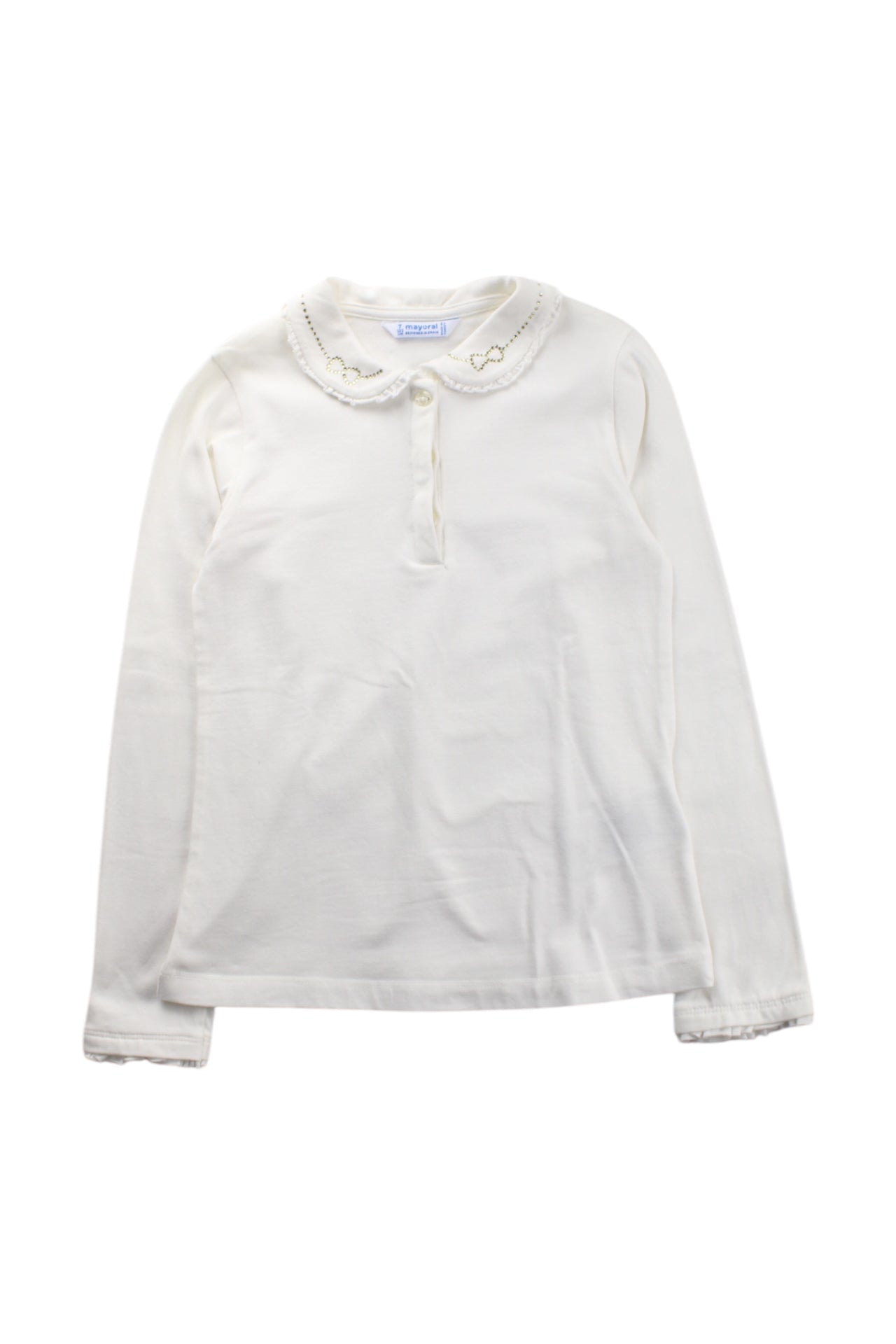 Mayoral Embroidered Collar Long Sleeve Top, Size 7Y、mySite、g9winljtr