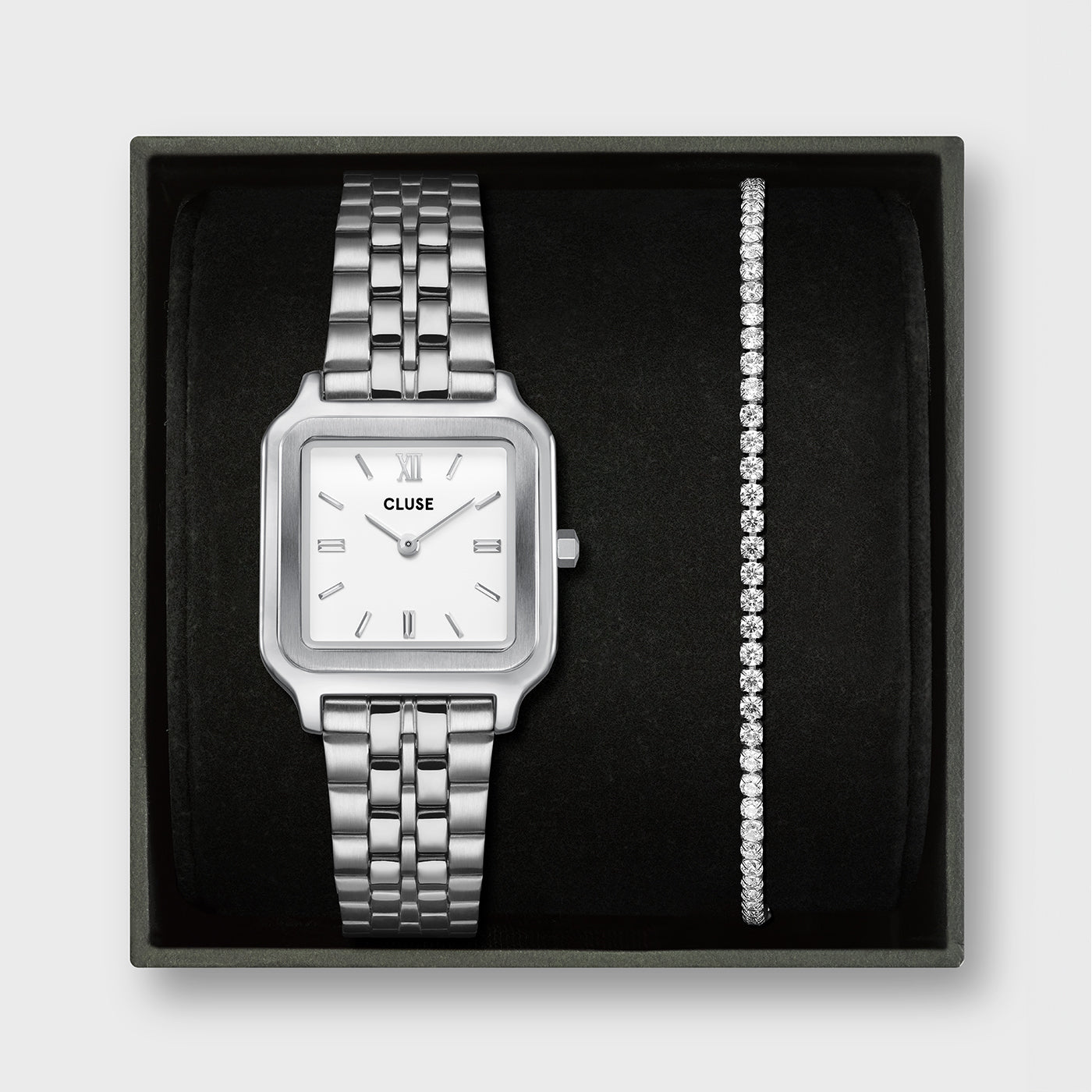 Gift Box Gracieuse Watch Steel, White & Élevé Tennis Bracelet, Silver Colour、mySite、botmansion