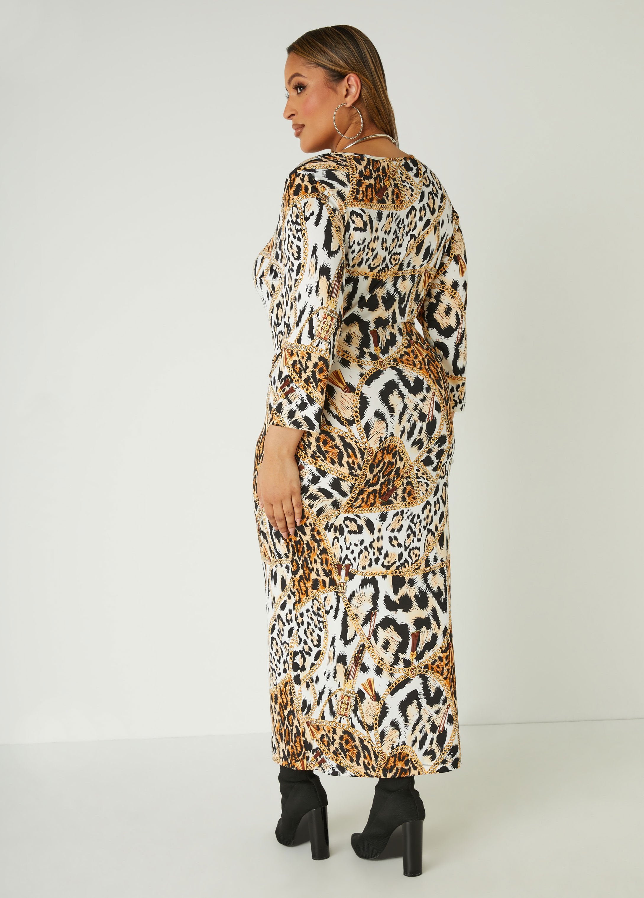 Leopard Faux Wrap Maxi Dress、mySite、bengalsvssteelers