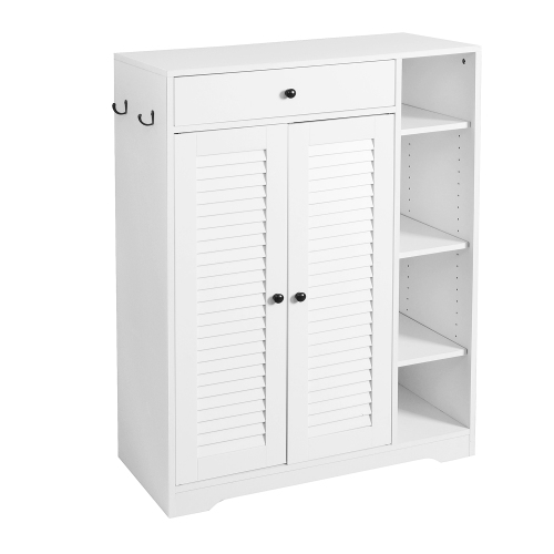 Wooden Shoe Cabinet for Entryway, White Shoe Storage Cabinet with 3 Flip Doors 20.94x9.45x43.11 inch、、casual