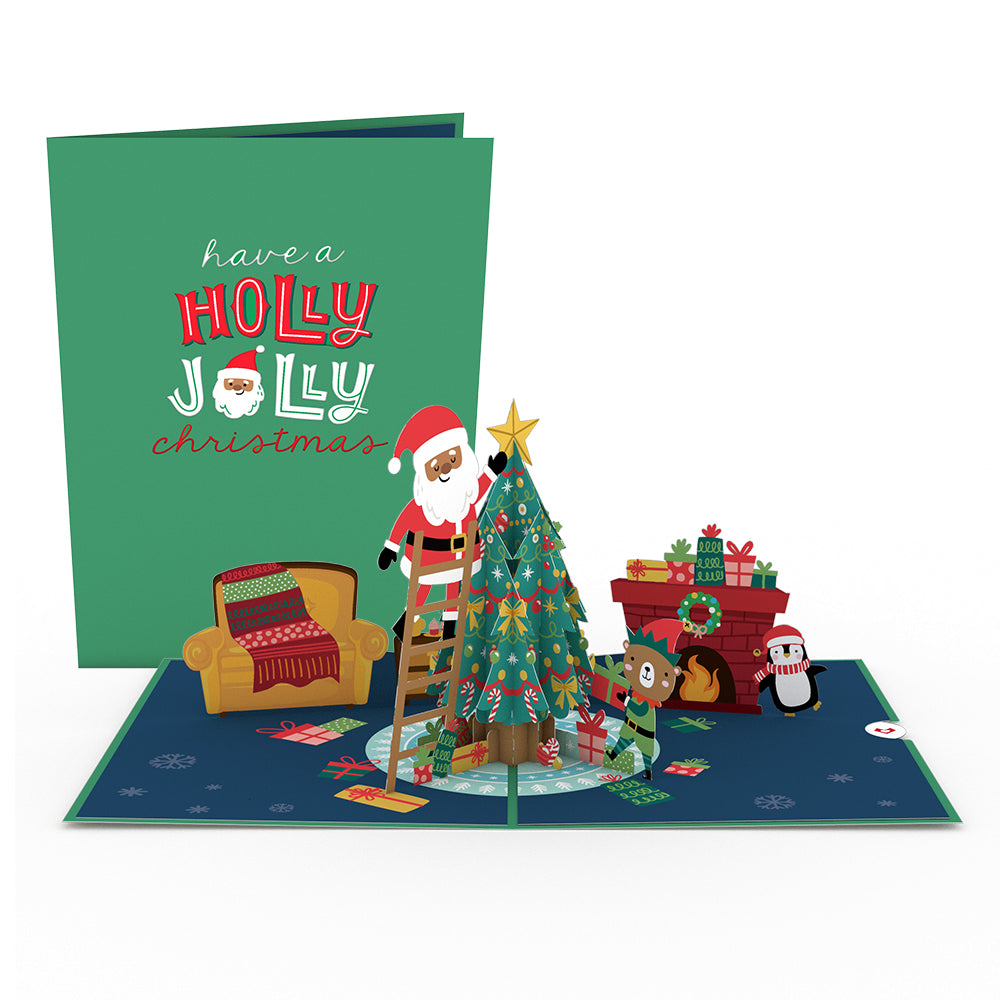 Santa Decorating a Christmas Tree Pop-Up Card、mySite、solidvoid