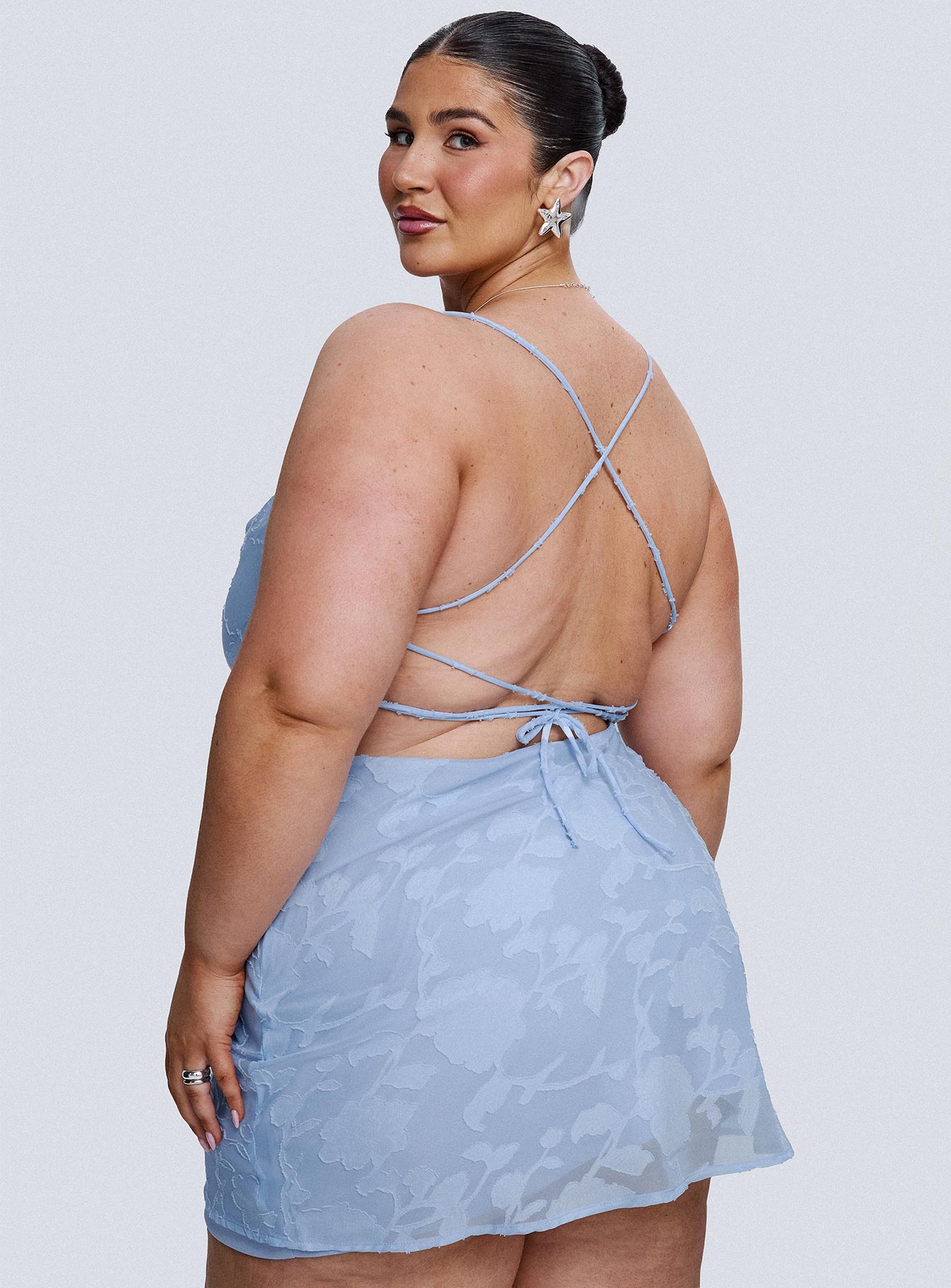 Celena Mini Dress Light Blue Burnout Curve、mySite、solidvoid