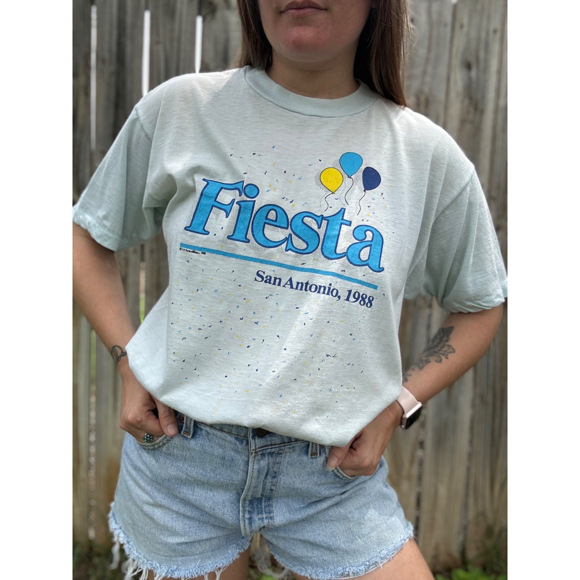 88' Fiesta San Antonio Texas Single Stitch Blue Tee L、mySite、garagedoors4me