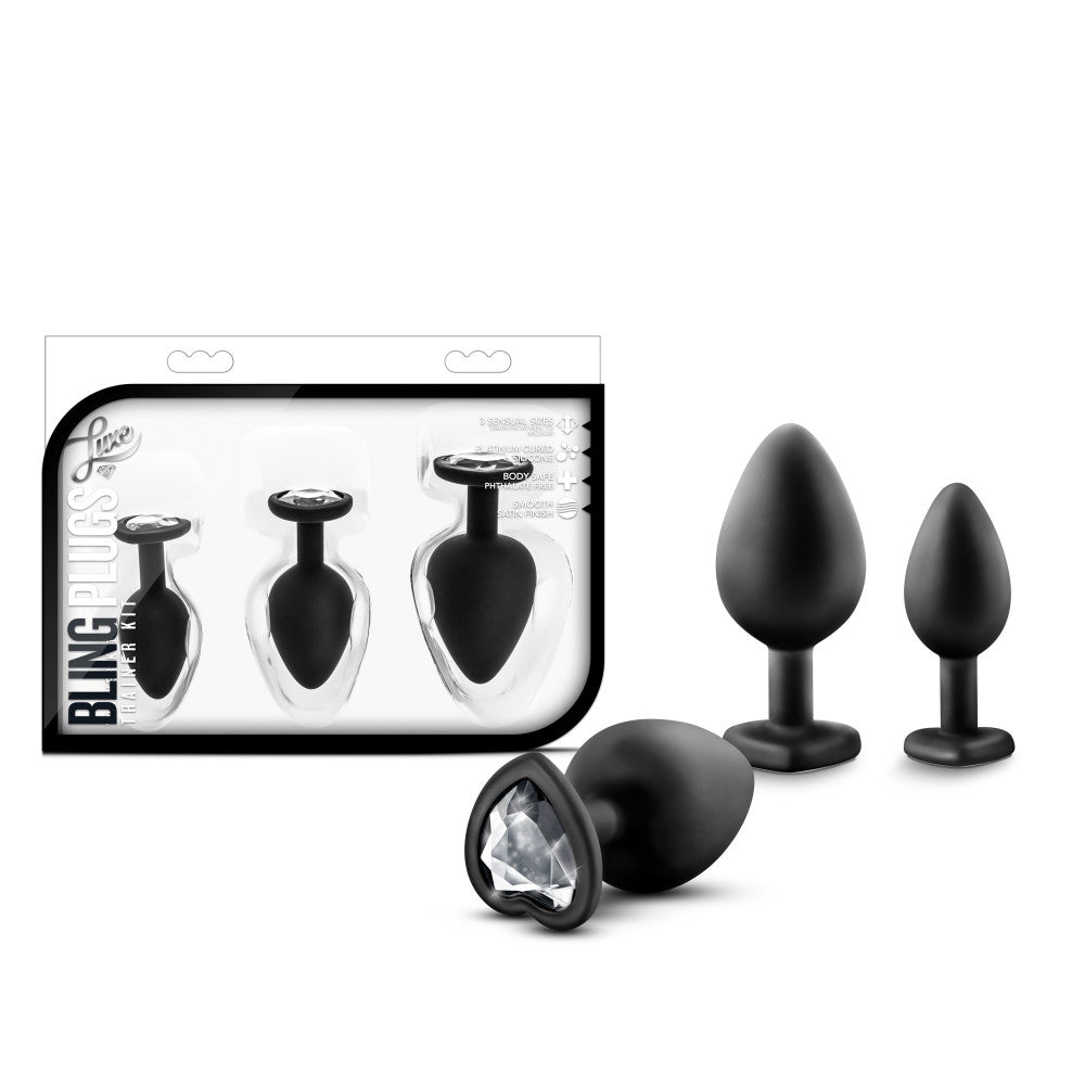 Luxe By Blush® | Bling s Training Kit Black With White Gems Anal Plug、mySite、bottomscart