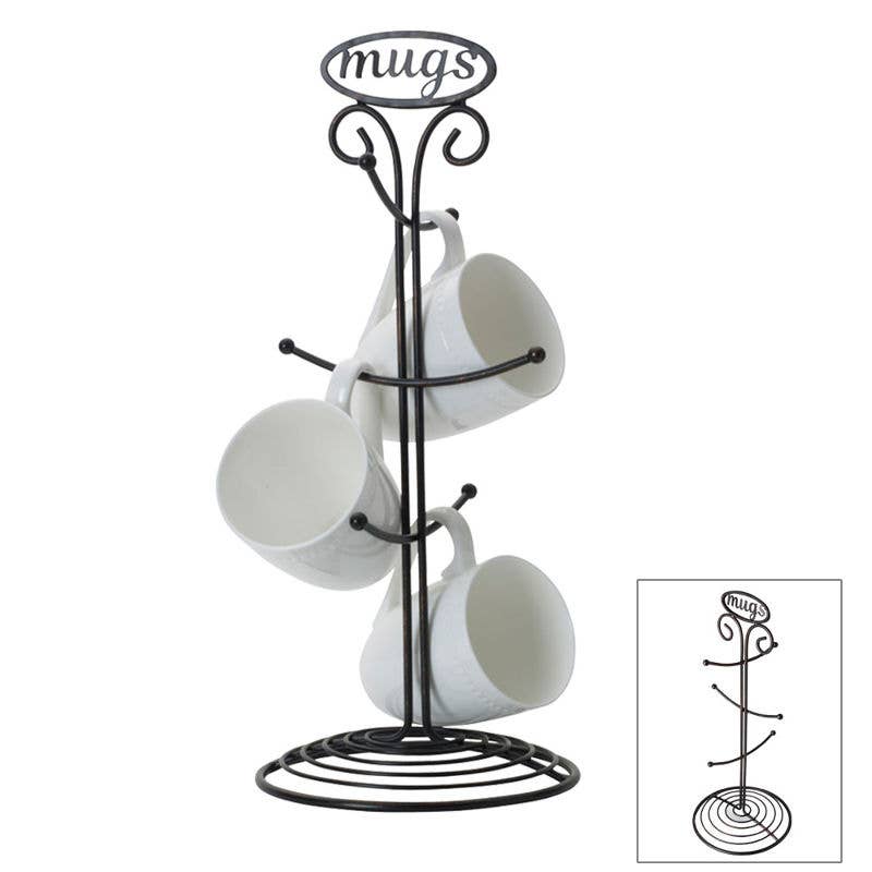 Mikasa Gourmet Basics Chit Chat Mug Tree Metal Mug Holder、mySite、g9winljtr