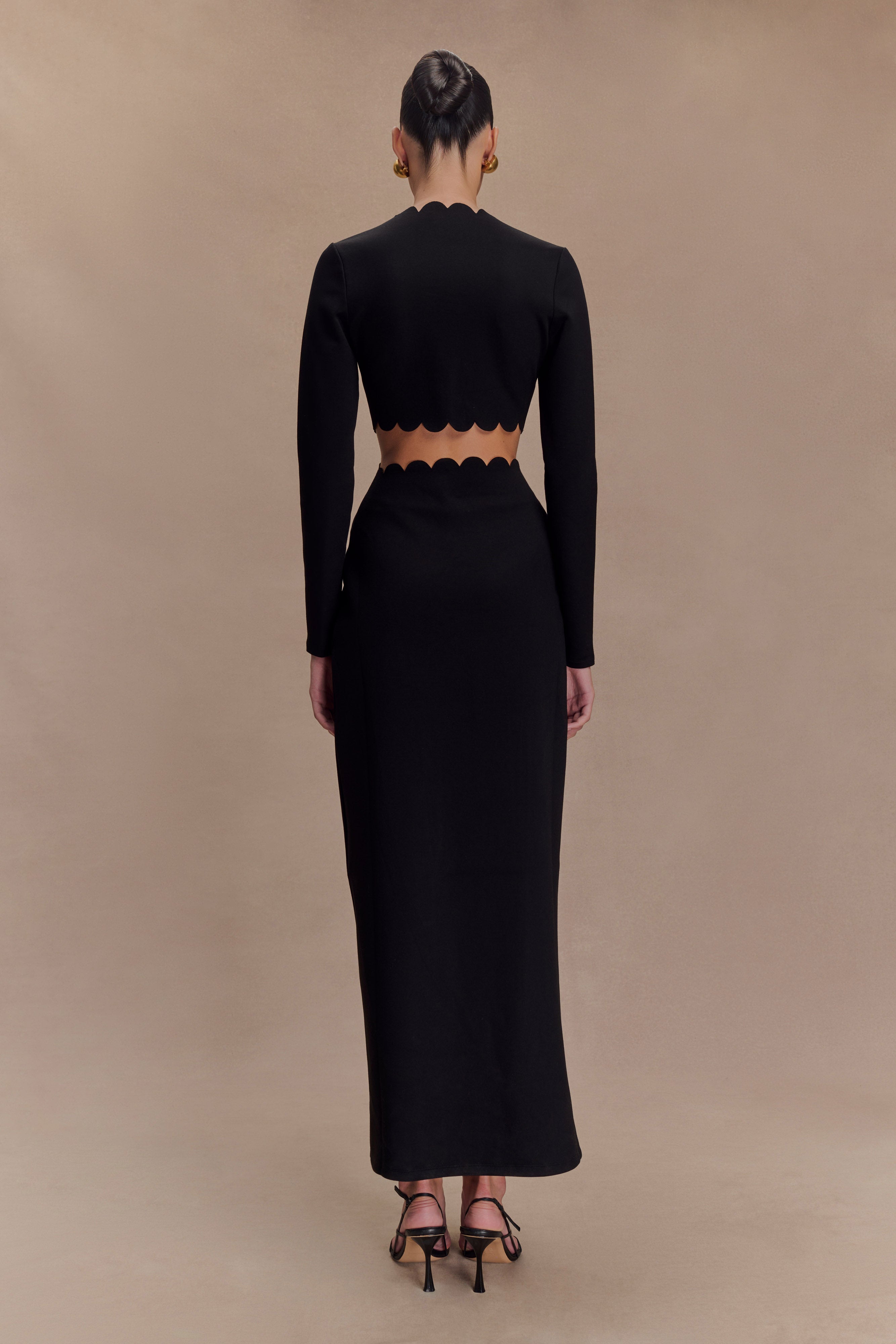 Cynthia Scalloped Halter Maxi Dress - Black、mySite、solidvoid