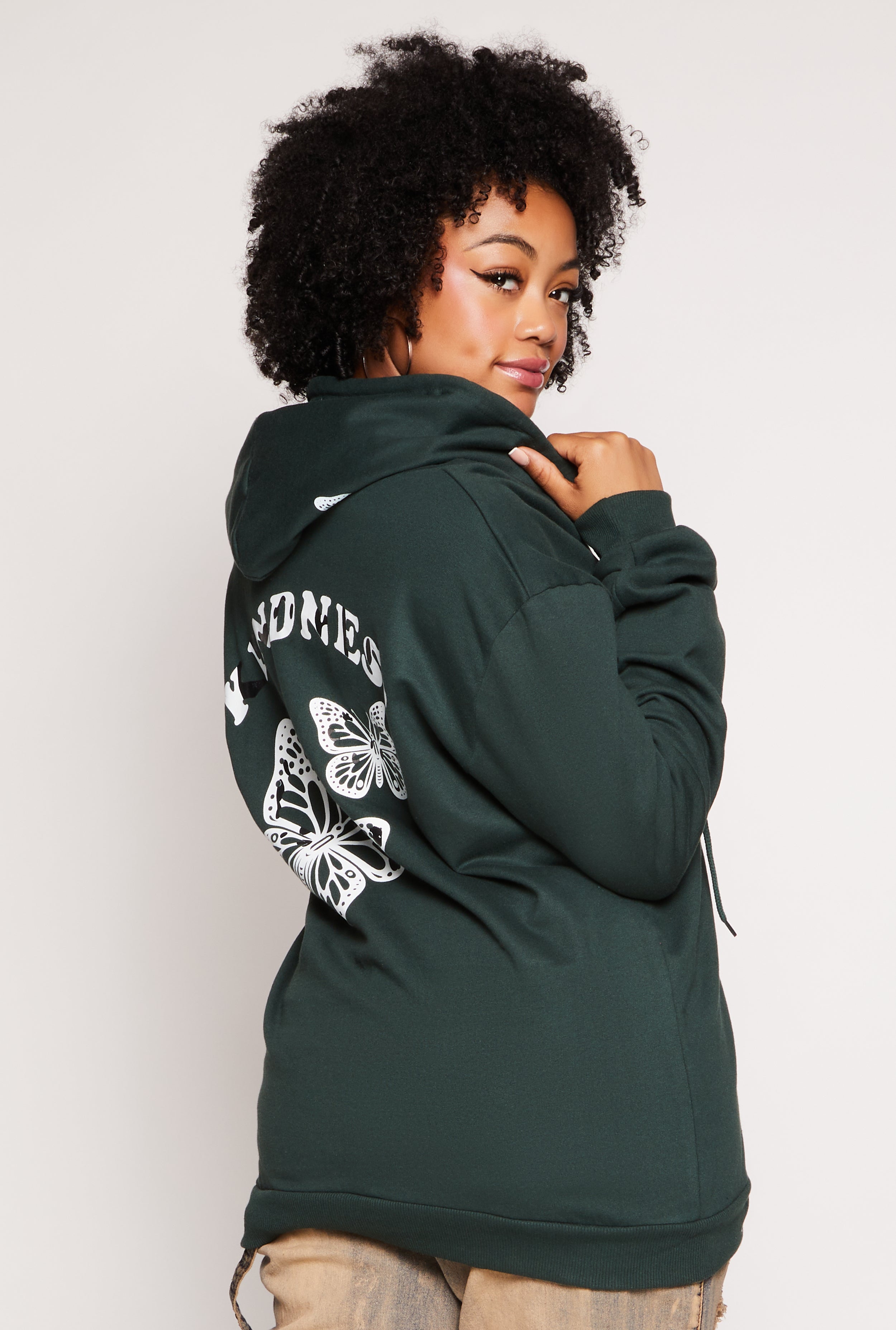 Plus Size Butterfly Kindness Graphic Hoodie、mySite、camillekostekn