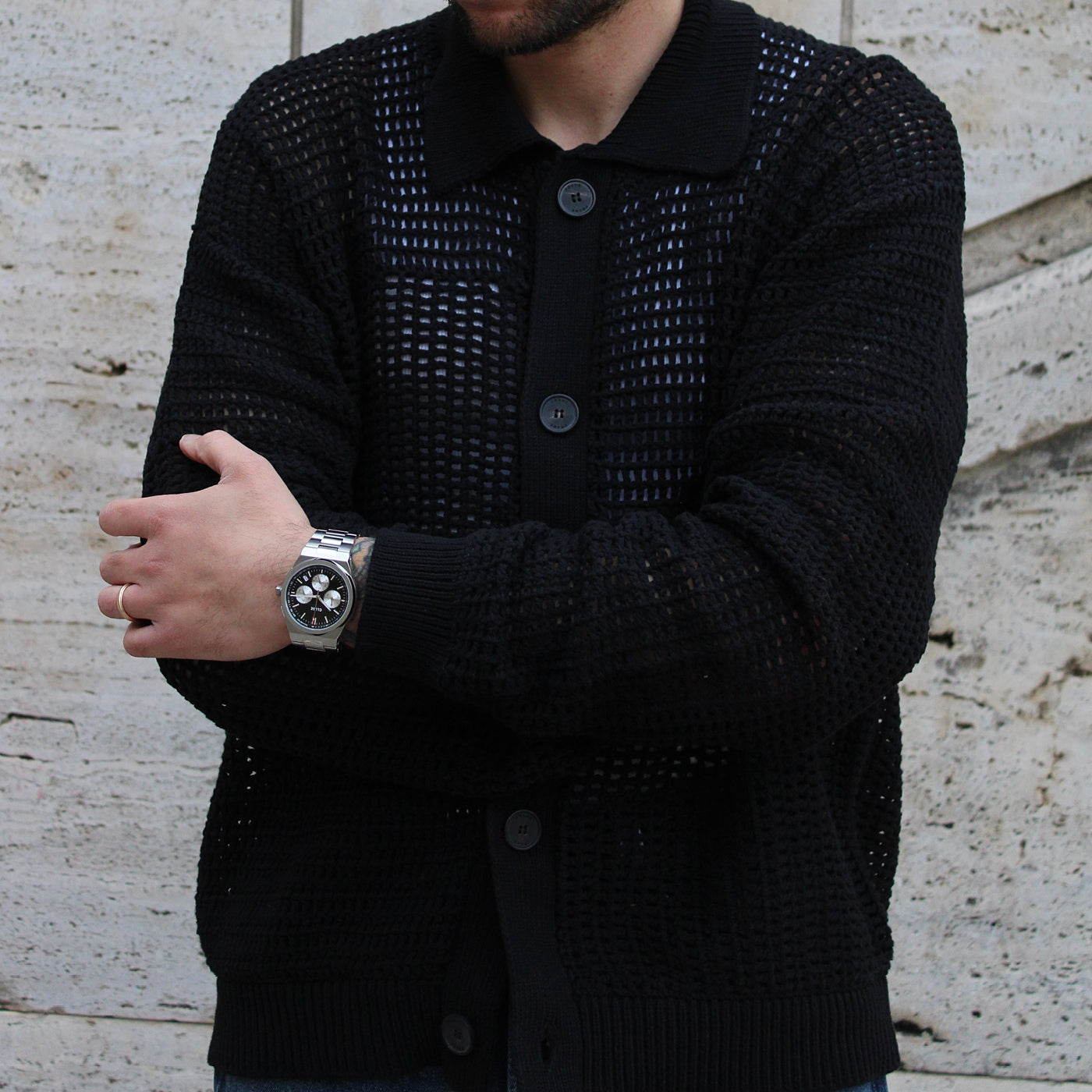  Vigoureux Chrono Watch Steel, Black, Silver Colour