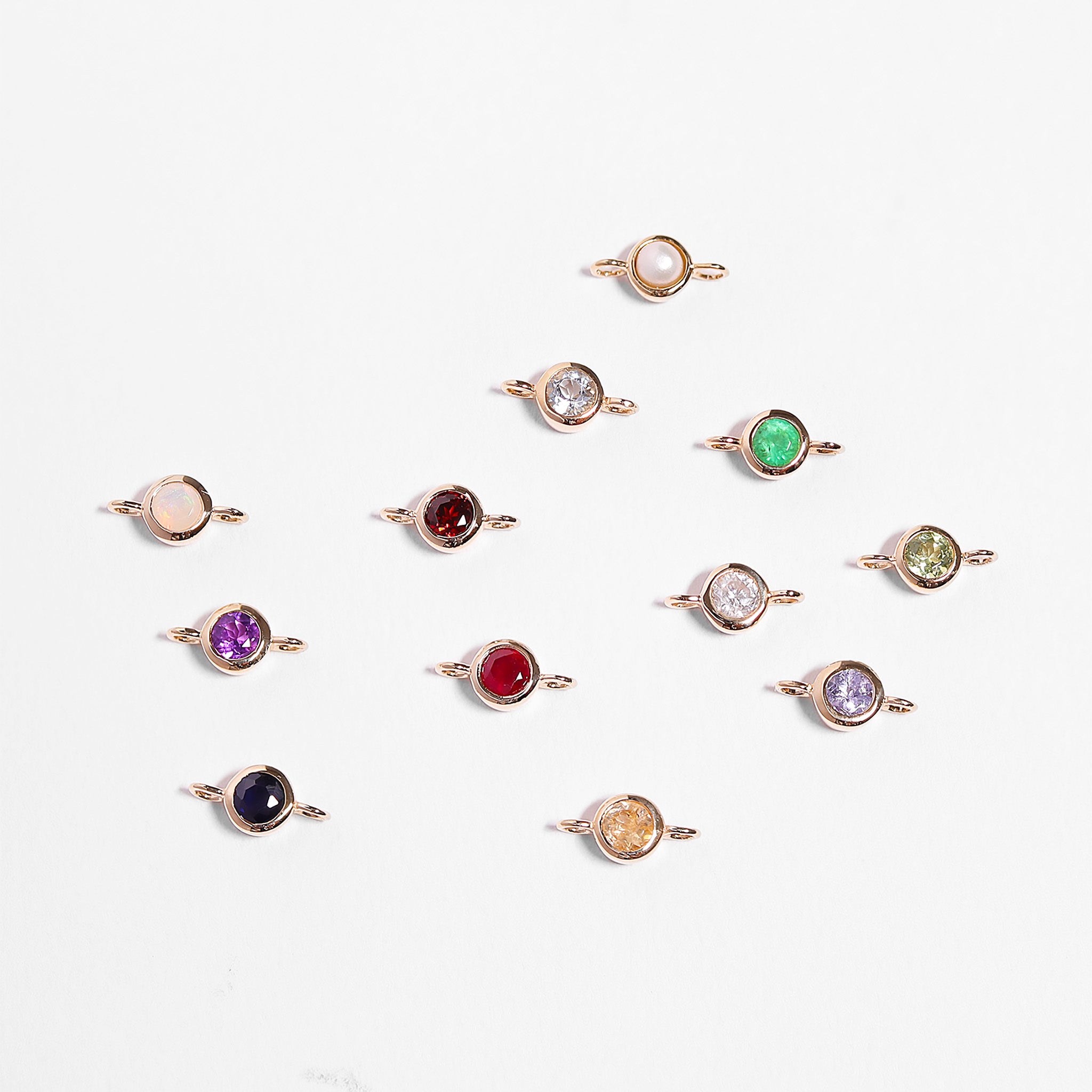 14K Solid Gold Birthstone Connector Charms for Permanent Jewelry / PMJ1030、mySite、dreamappss