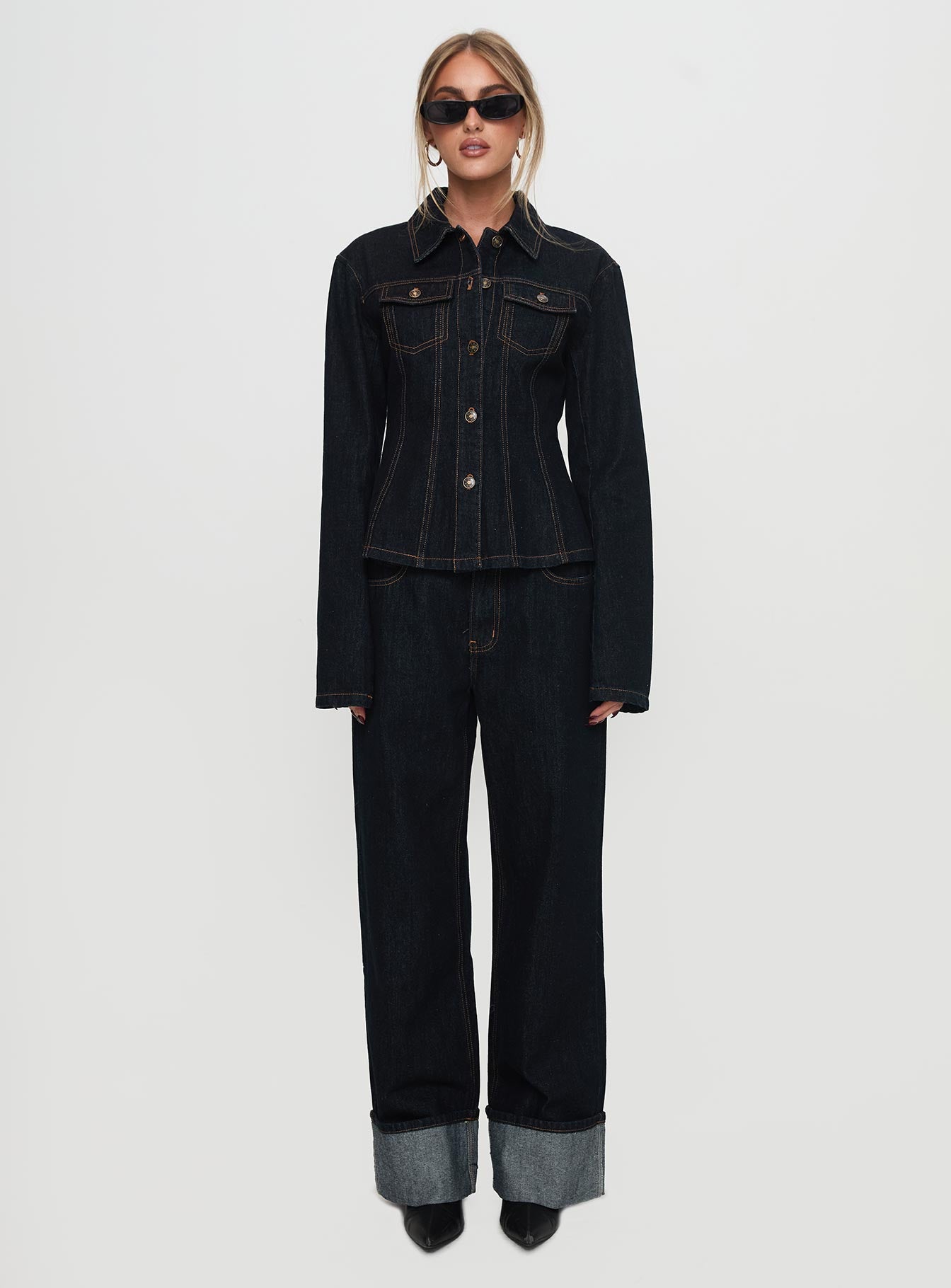 Top Model Cuffed Jean Dark Denim、mySite、solidvoid