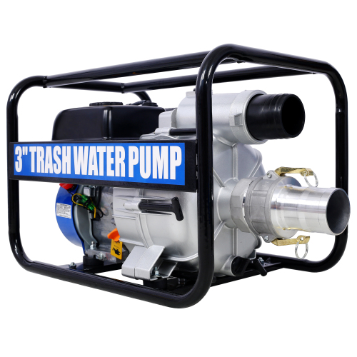 Semi Trash Pump 3 inch, 209cc 7HP 4 stroke OHV ENGINE, Gas Powered Semi Trash Water Pump 50 ft Discharge Hose, 12 ft Suction Hose with Complete Fittings,EPA compliant、、eastwooduniform