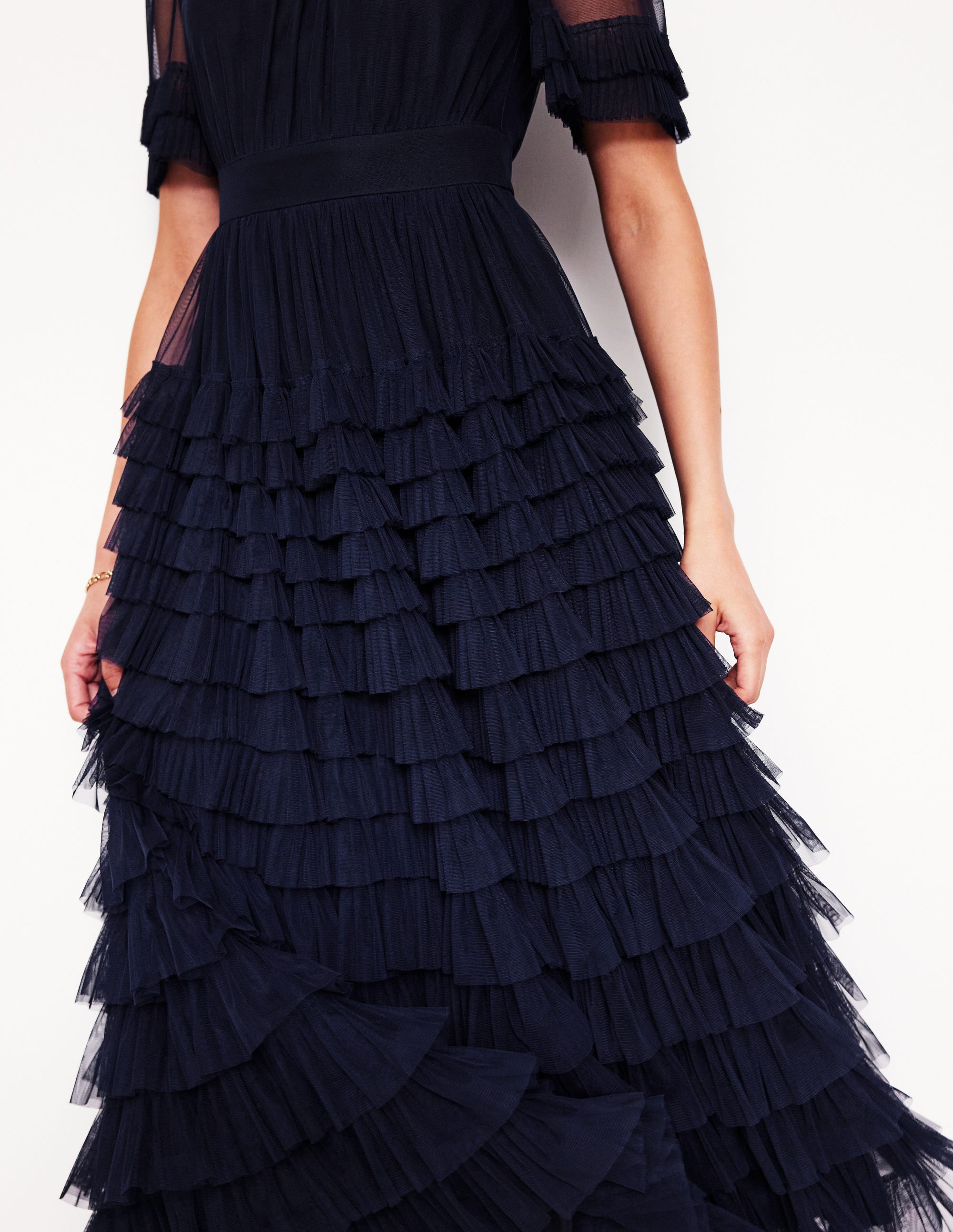  Tiered Ruffle Tulle Dress-Navy、mySite、ashleygrahame