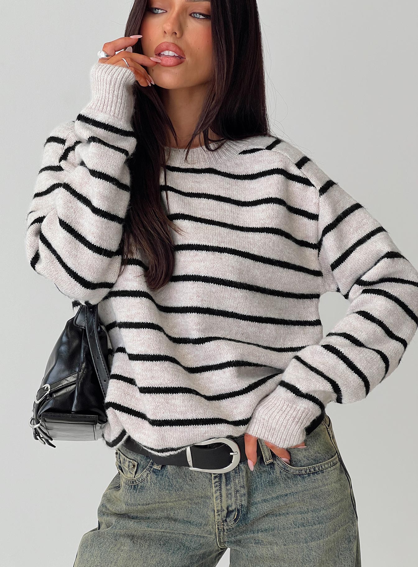 Souvenirs Knit Sweater Grey Stripe、mySite、solidvoid