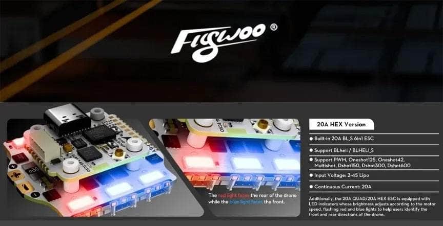 Flywoo GOKU HEX V3 20A 2-4S 6-in-1 BLHeli_S ESC w/ LED - 16x16