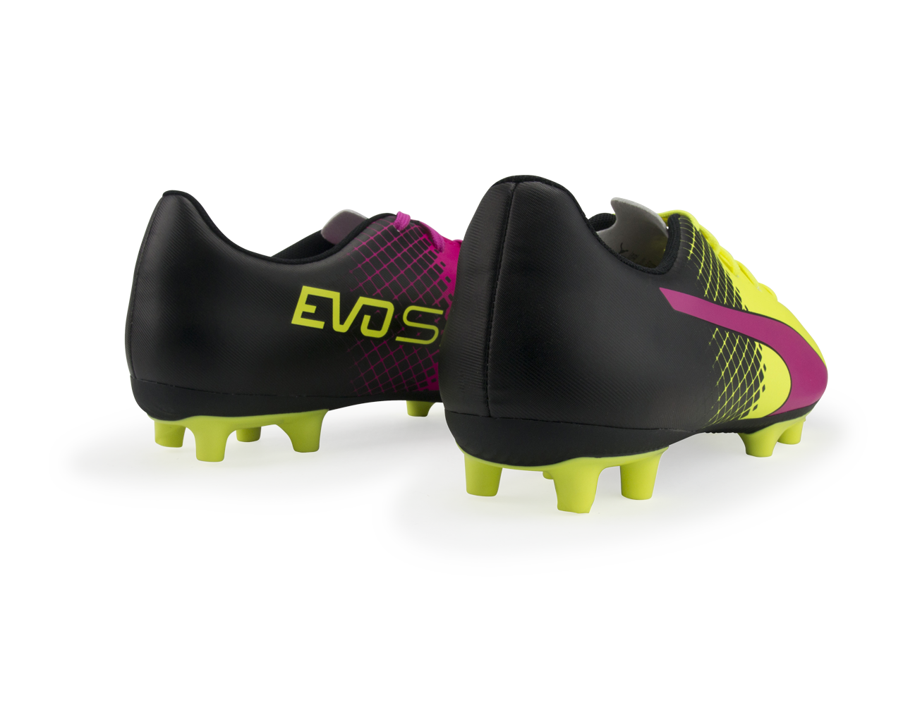 PUMA Kids evoSPEED 5.5 Tricks FG Pink Glow/Safety Yellow/Black、mySite、noshort