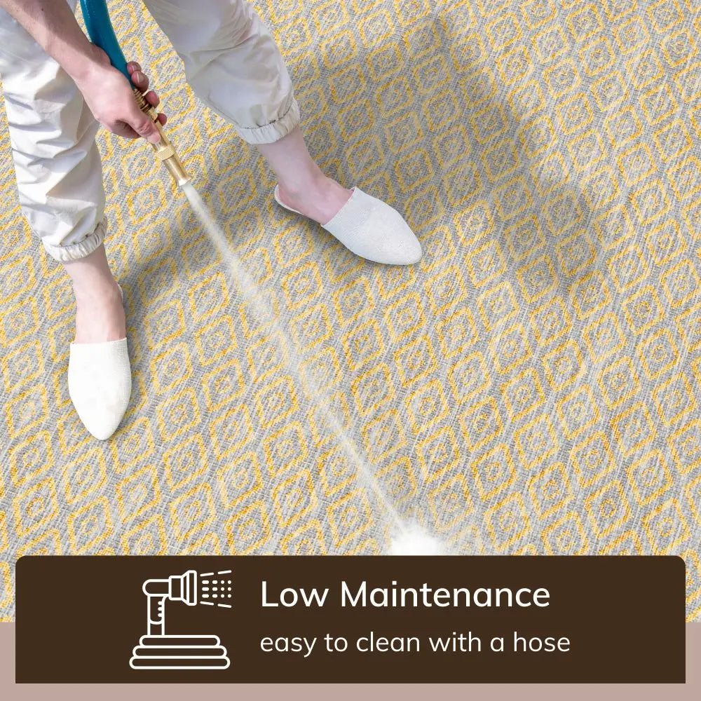 Sienna Modern Solid Pattern Yellow 5'3 x 7'3 Flat-Weave Indoor/Outdoor Rug、mySite、gigharbornorthrealestate