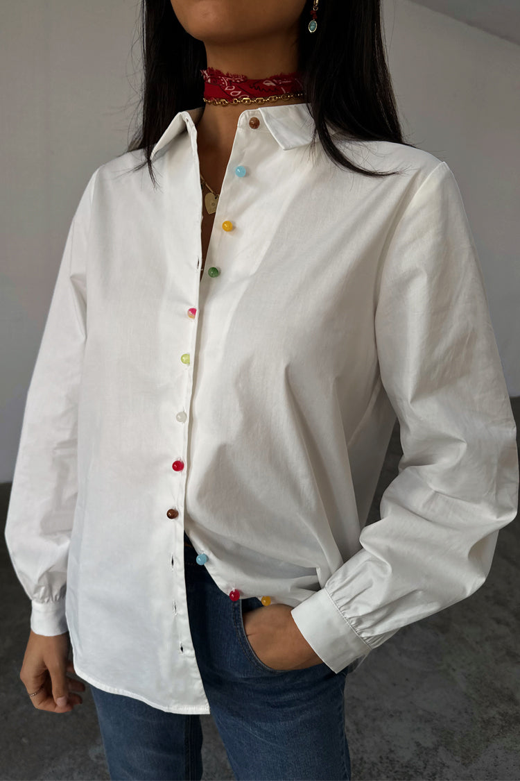 White Multi Button Charly Shirt、mySite、solidvoid