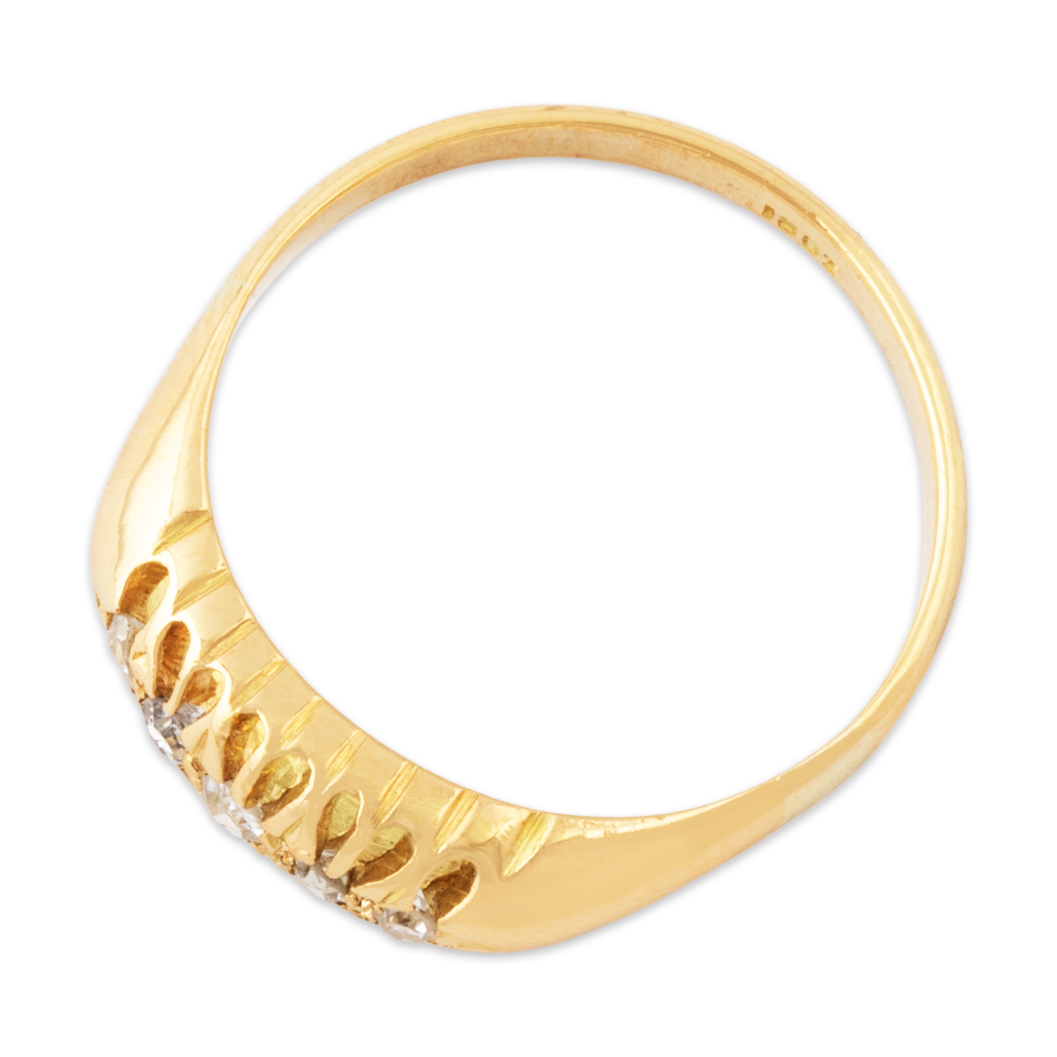 Antique English 18k Yellow Gold Diamond Lovely 5-Stone Line Ring 7.75、mySite、hinf8tx79