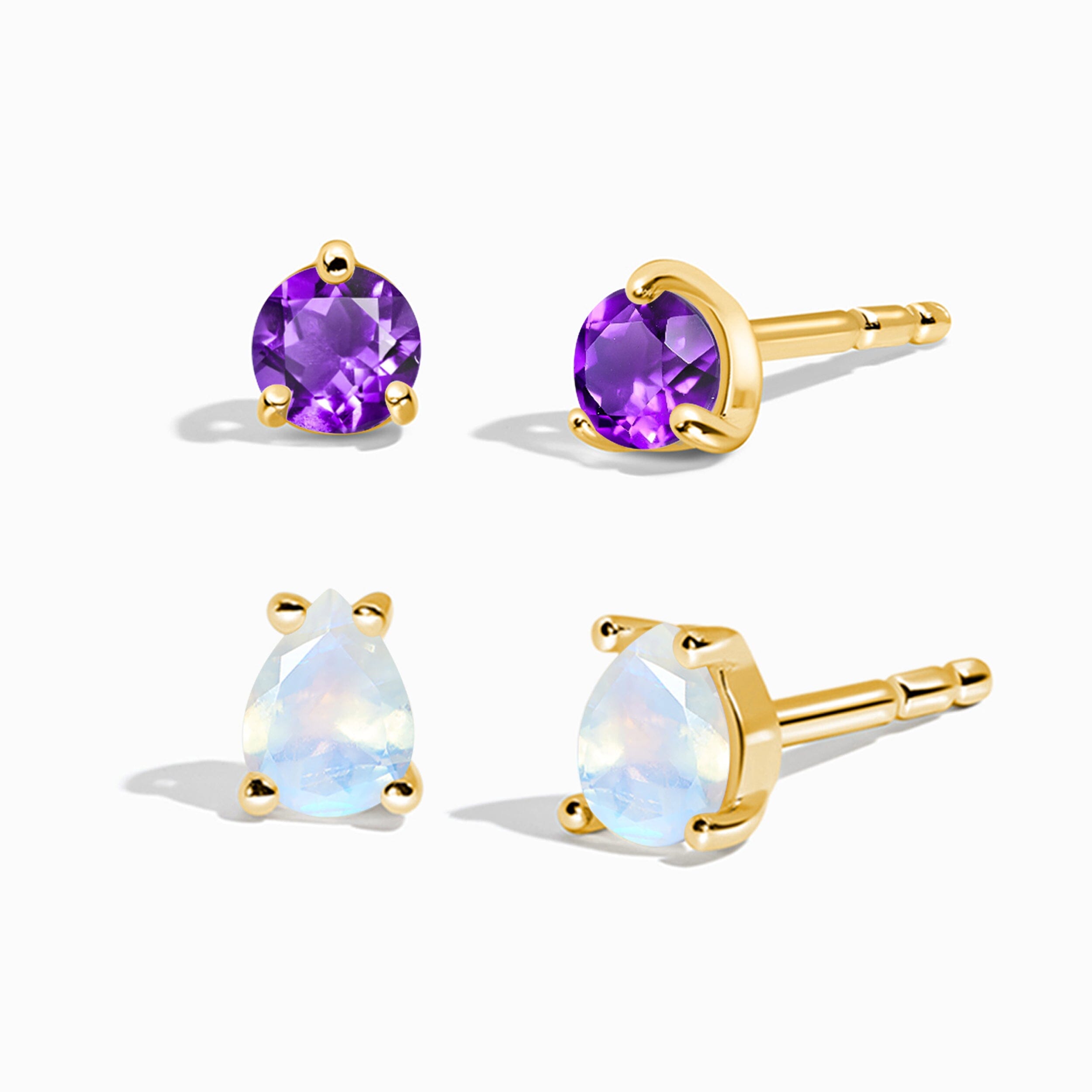 Amethyst Moonstone Petite Round & Teardrop Studs、mySite、hinf8tx79