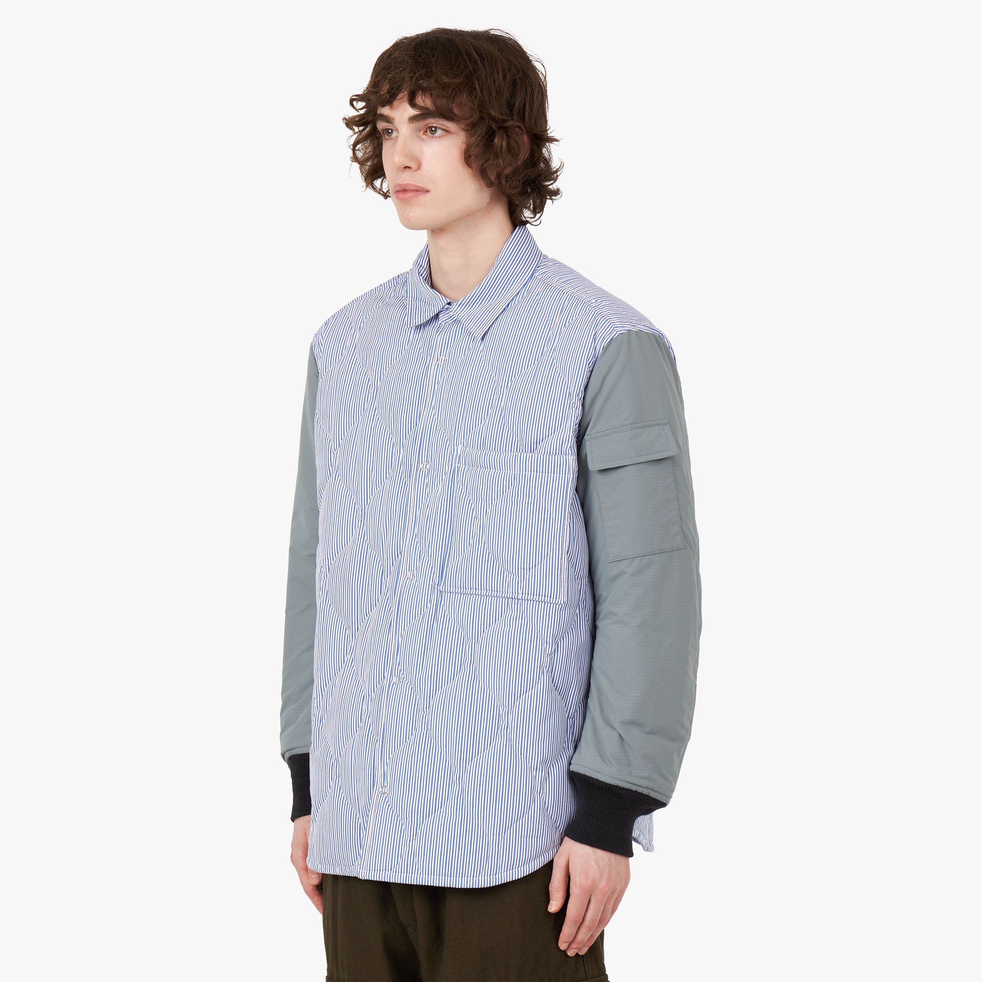  COMME des GARÇONS HOMME Quilted Shirt Jacket White / Blue、mySite、merchandisen