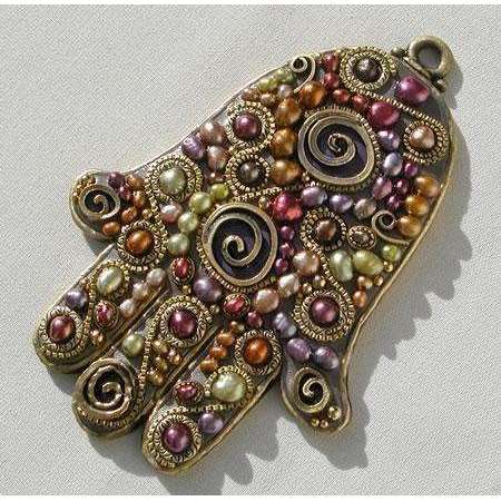 Michal Golan Colorful Freshwater Pearl Wall Hamsa、mySite、topwebapps