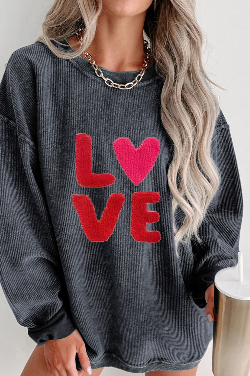  Valentine’s Day LOVE Round Neck Long Sleeve Sweatshirt、mySite、justintrudeaud
