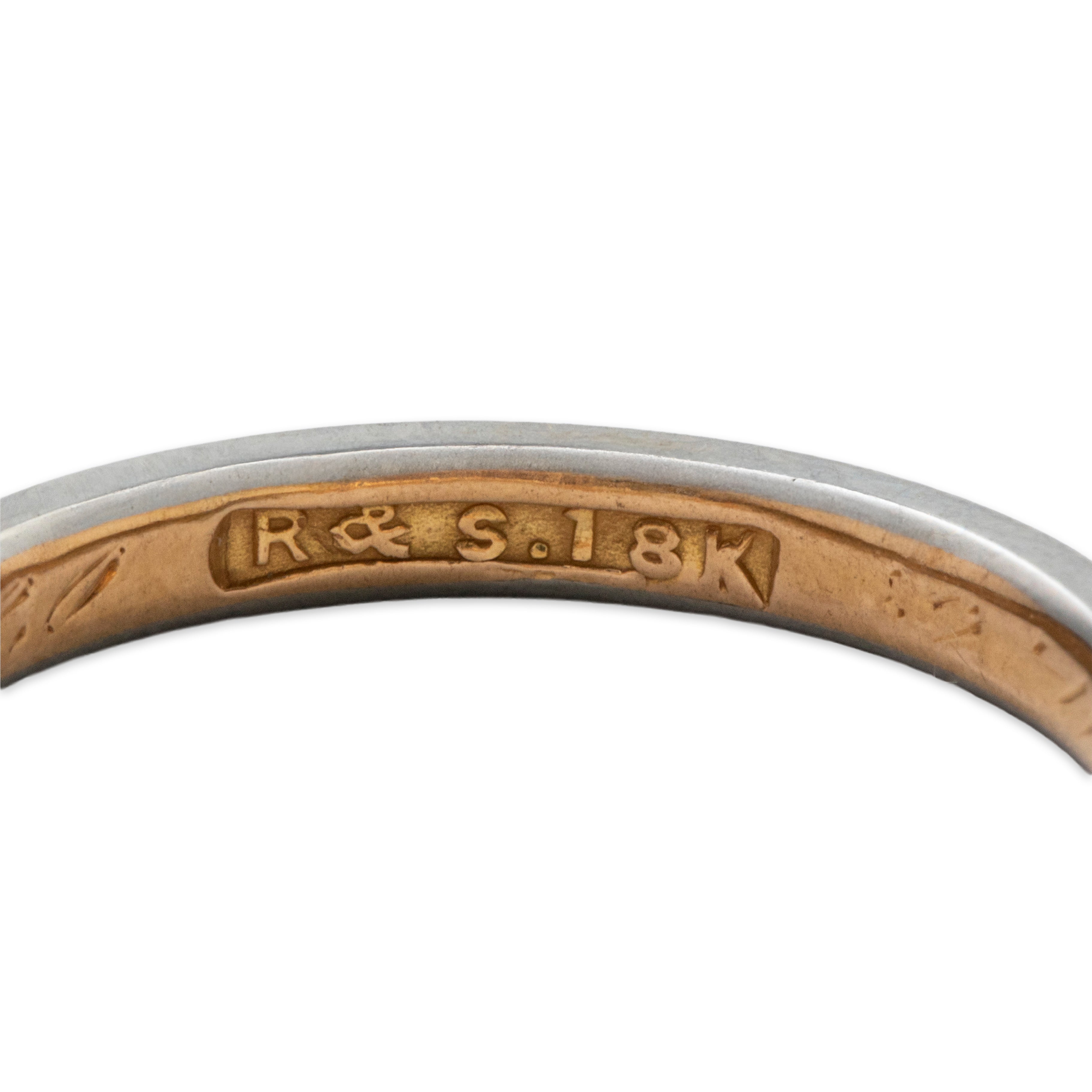 Antique Art Deco 18k White & Yellow Gold Blossom Band Ring 6.00、mySite、hinf8tx79