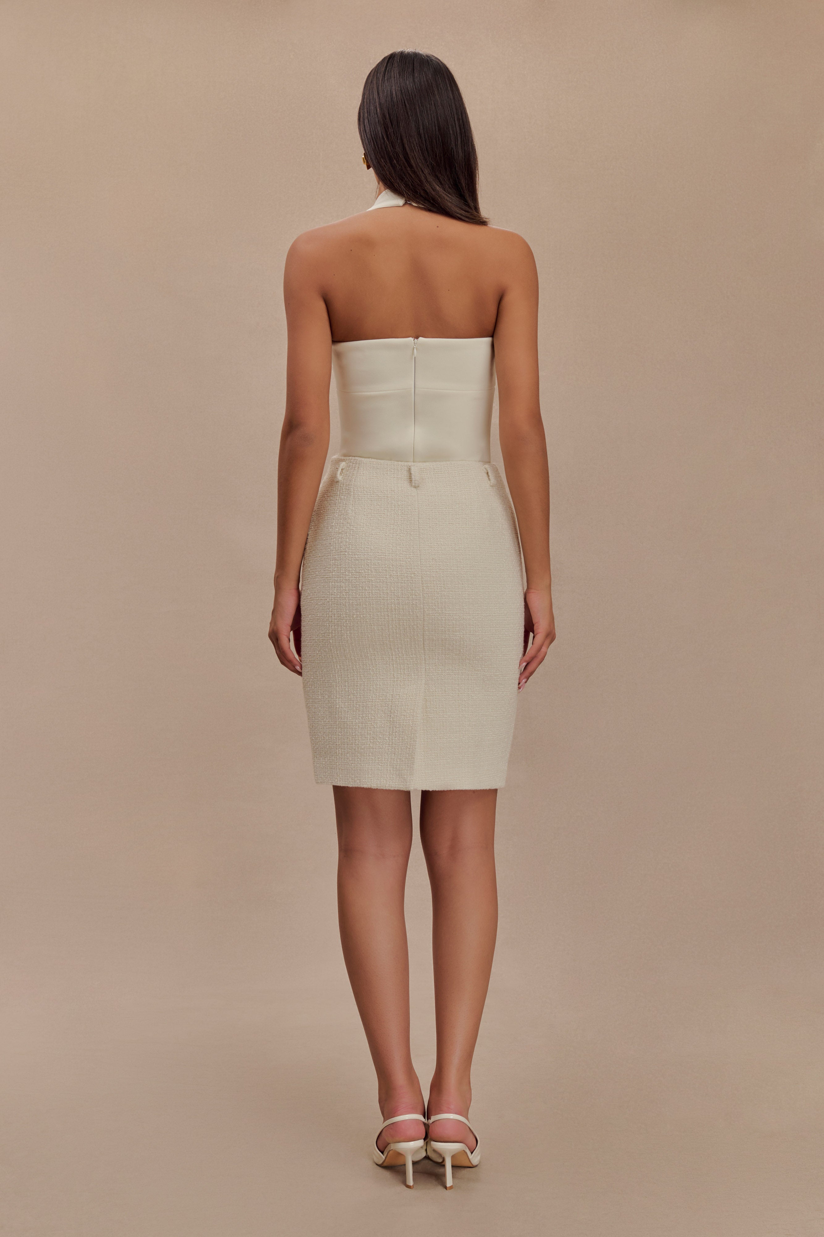 Addison Boucle Knee Length Skirt - Ivory、mySite、solidvoid