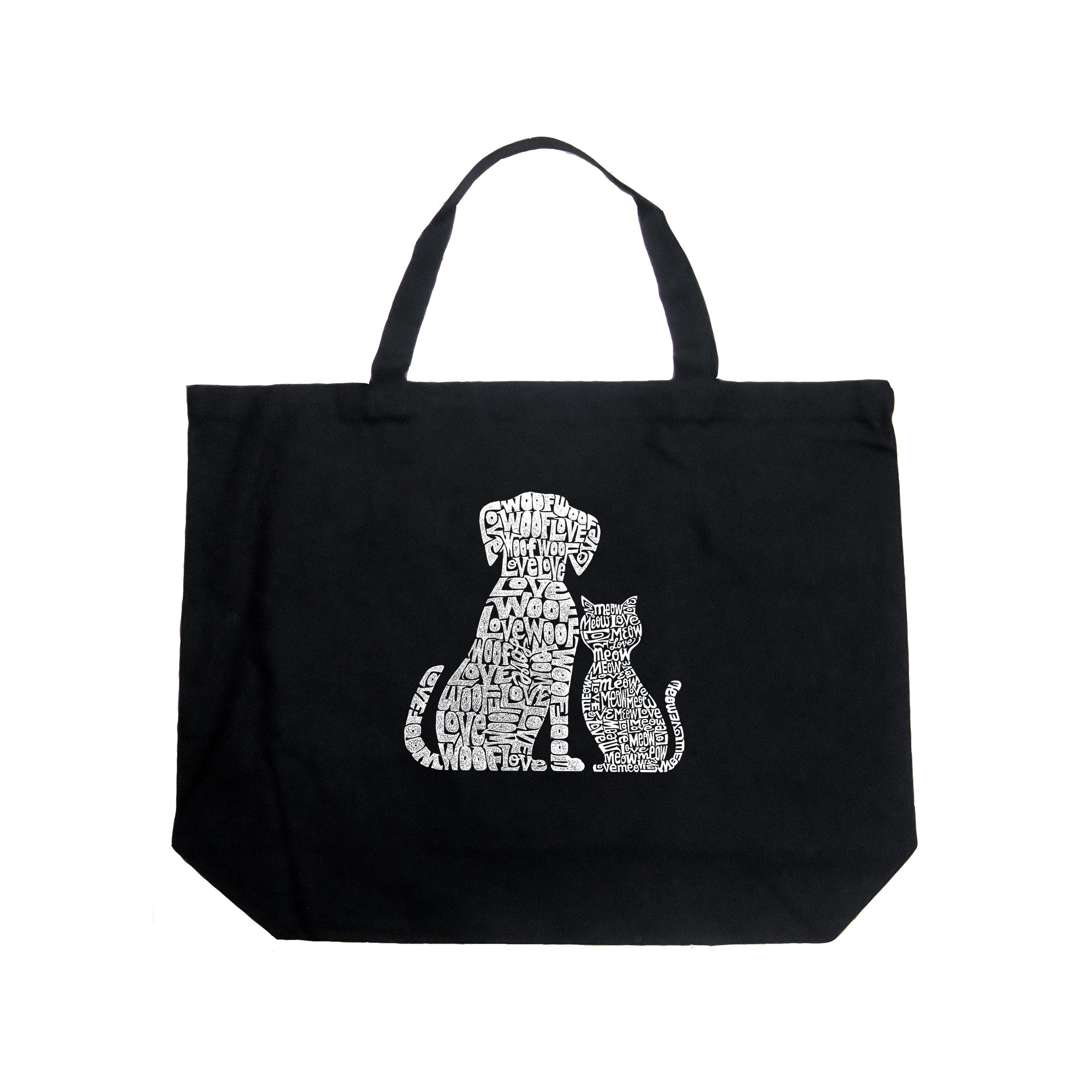 Large Word Art Tote Bag - Dogs and Cats、mySite、camillekostekn