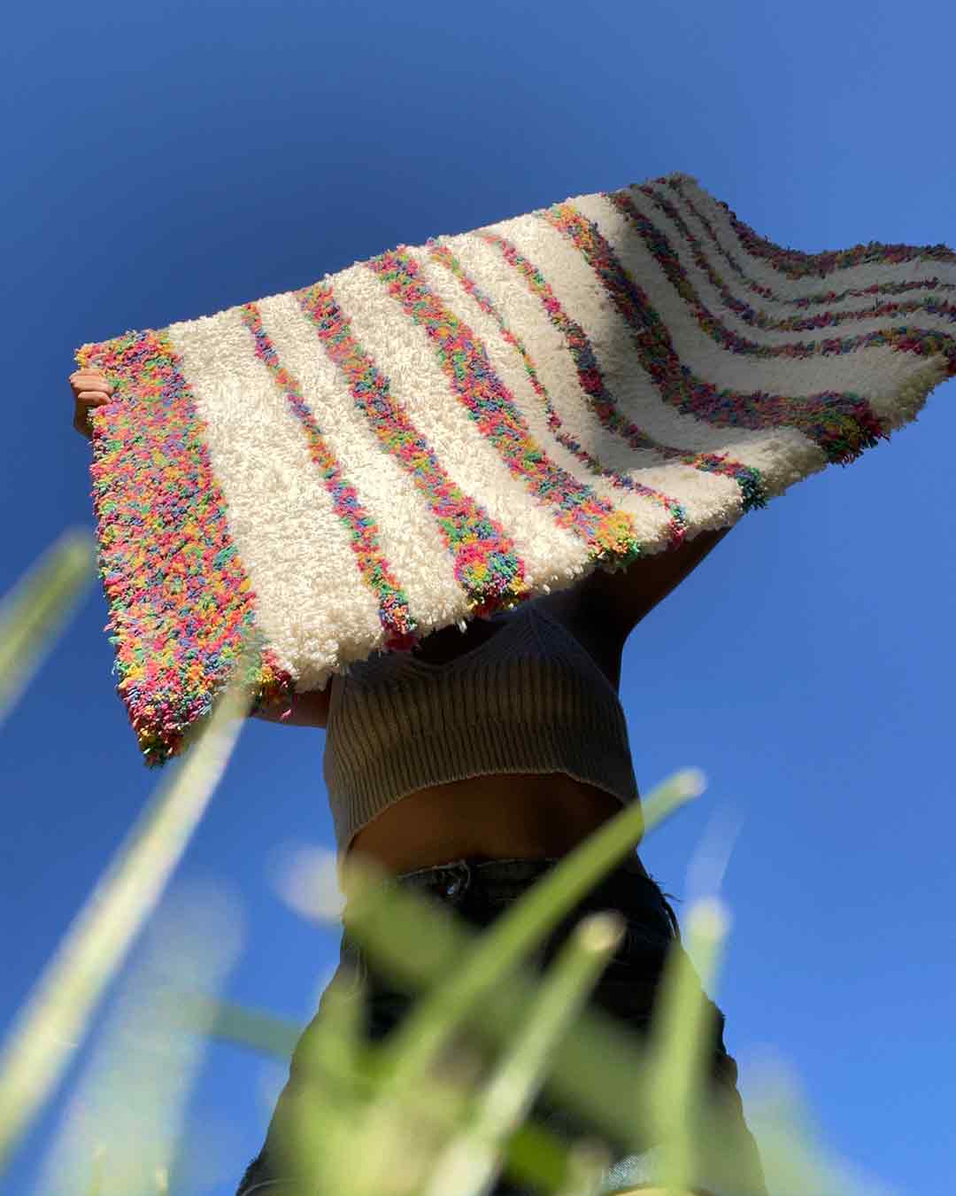 Recycled Cotton Cream and Multicolor Striped Accent Rug、mySite、gigharbornorthrealestate