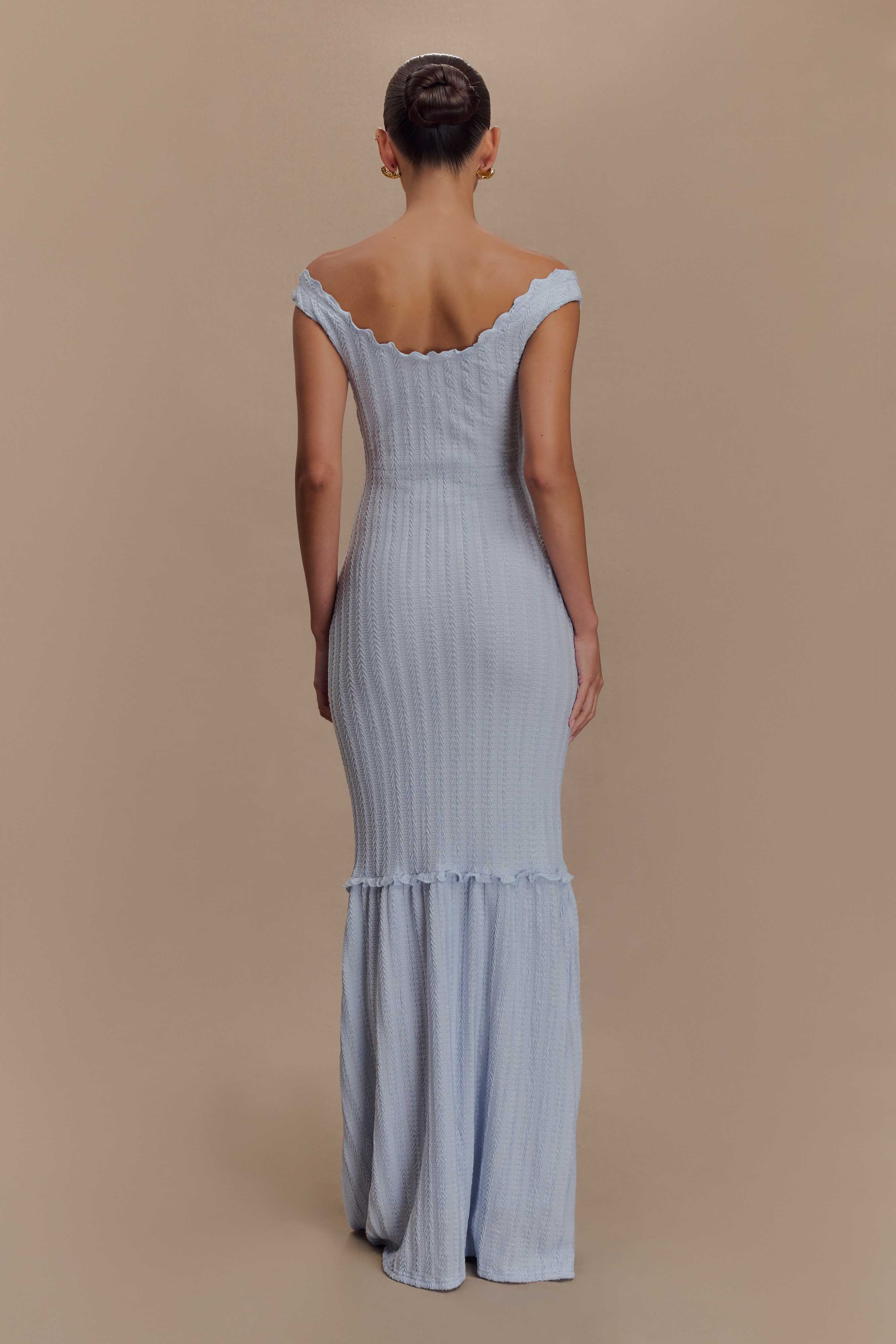 Natalie Off Shoulder Maxi Dress - Sky Blue、mySite、solidvoid