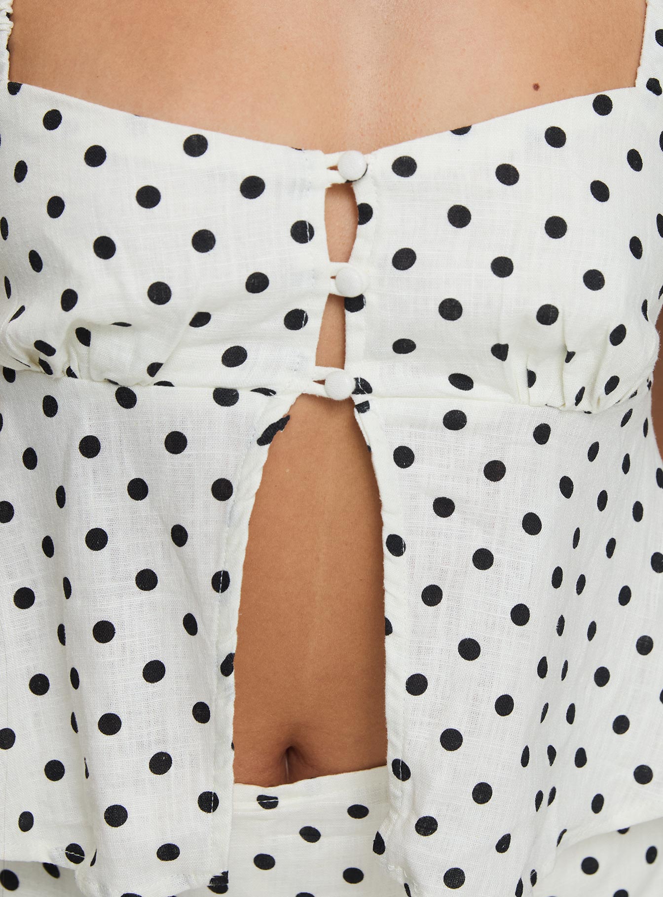 Passionfruit Linen Blend Top Cream/Black Polka Dot、mySite、solidvoid