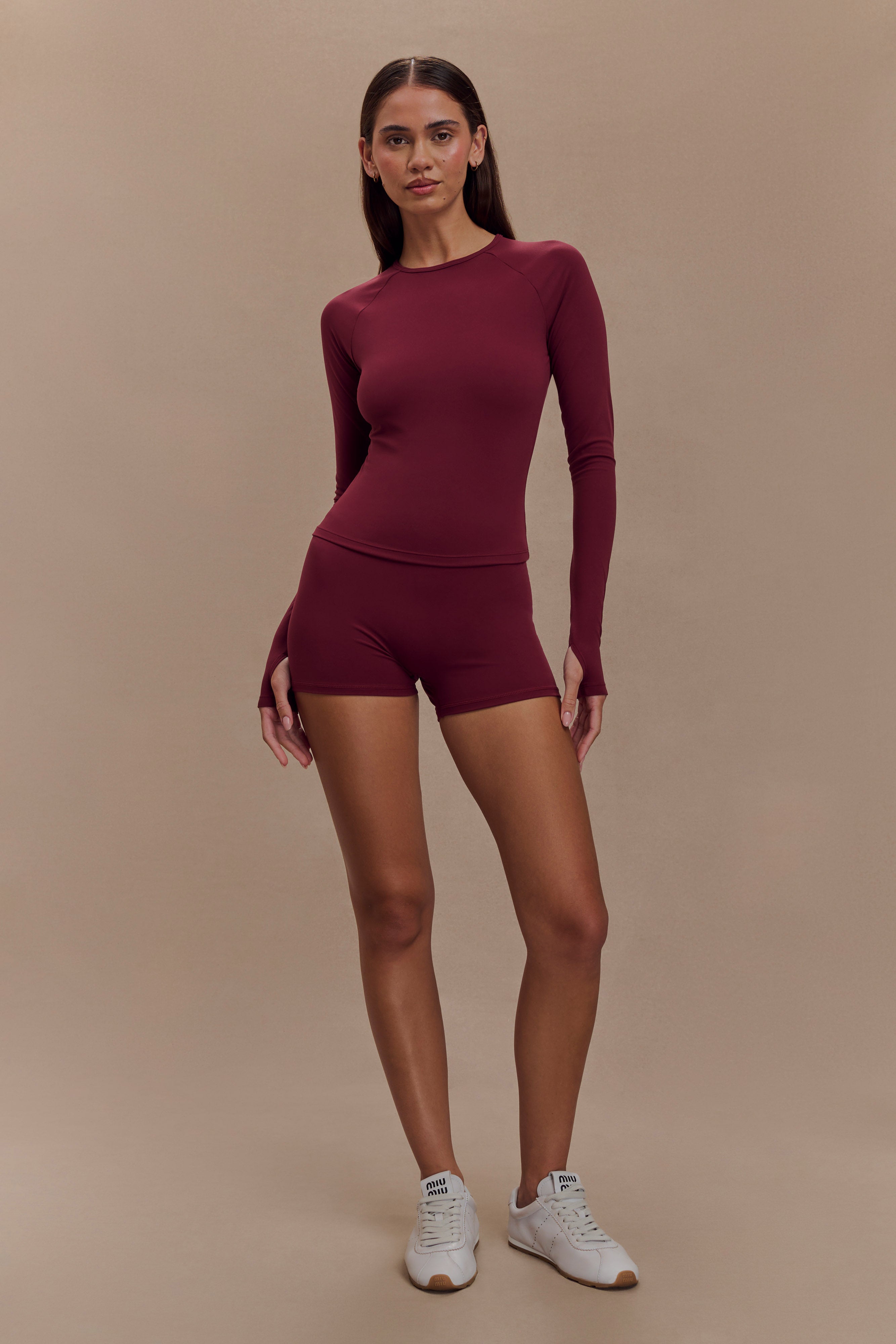 Orion Active Bike Shorts - Burgundy、mySite、solidvoid