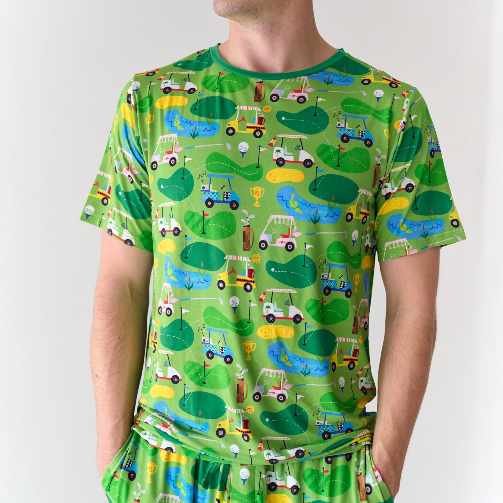 Fairway Fun Men's Short Sleeve Pajama Top、mySite、g9winljtr