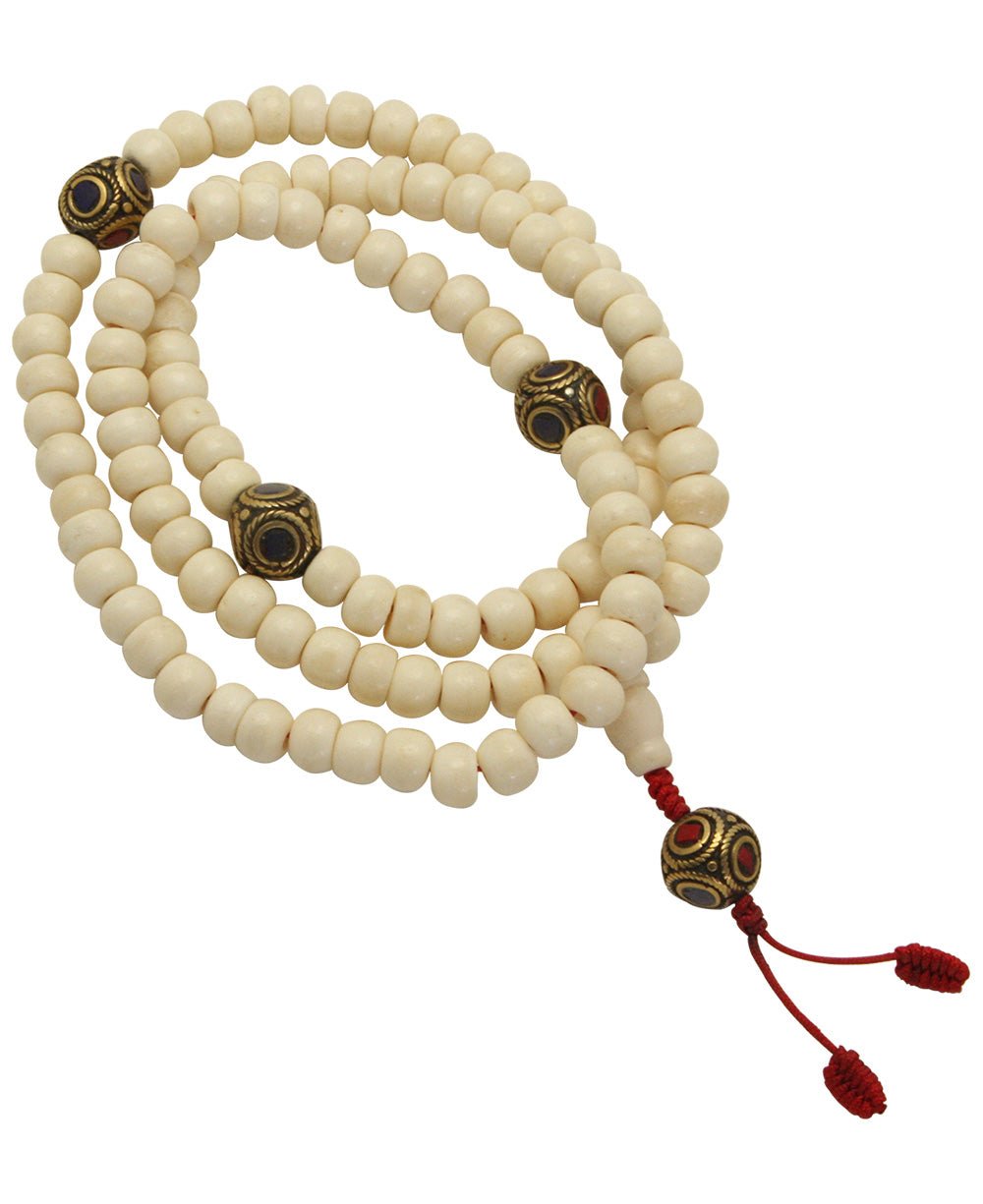 108 Bone Bead Mala with Inlaid Counter Beads、mySite、topwebapps