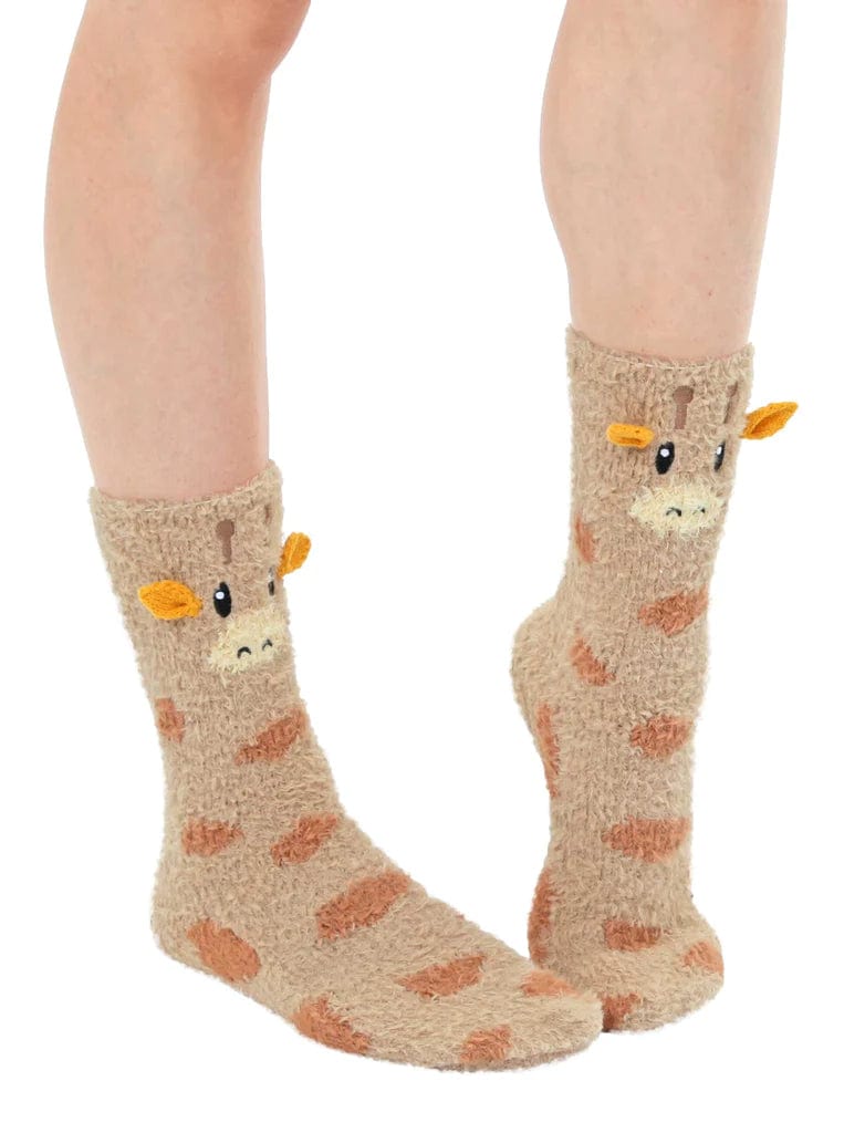 Giraffe Fuzzy Crew Slipper Socks Super Soft Unisex、mySite、g9winljtr