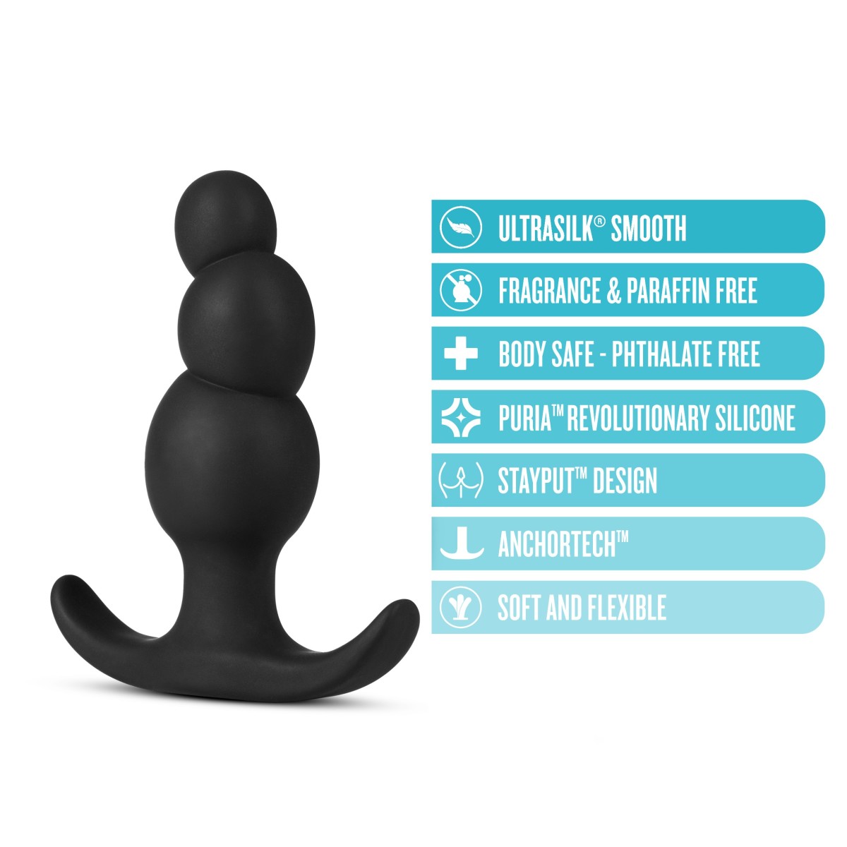 Anal Adventures Platinum By Blush® | Stacked Black 3.25-Inch Anal Plug、mySite、bottomscart