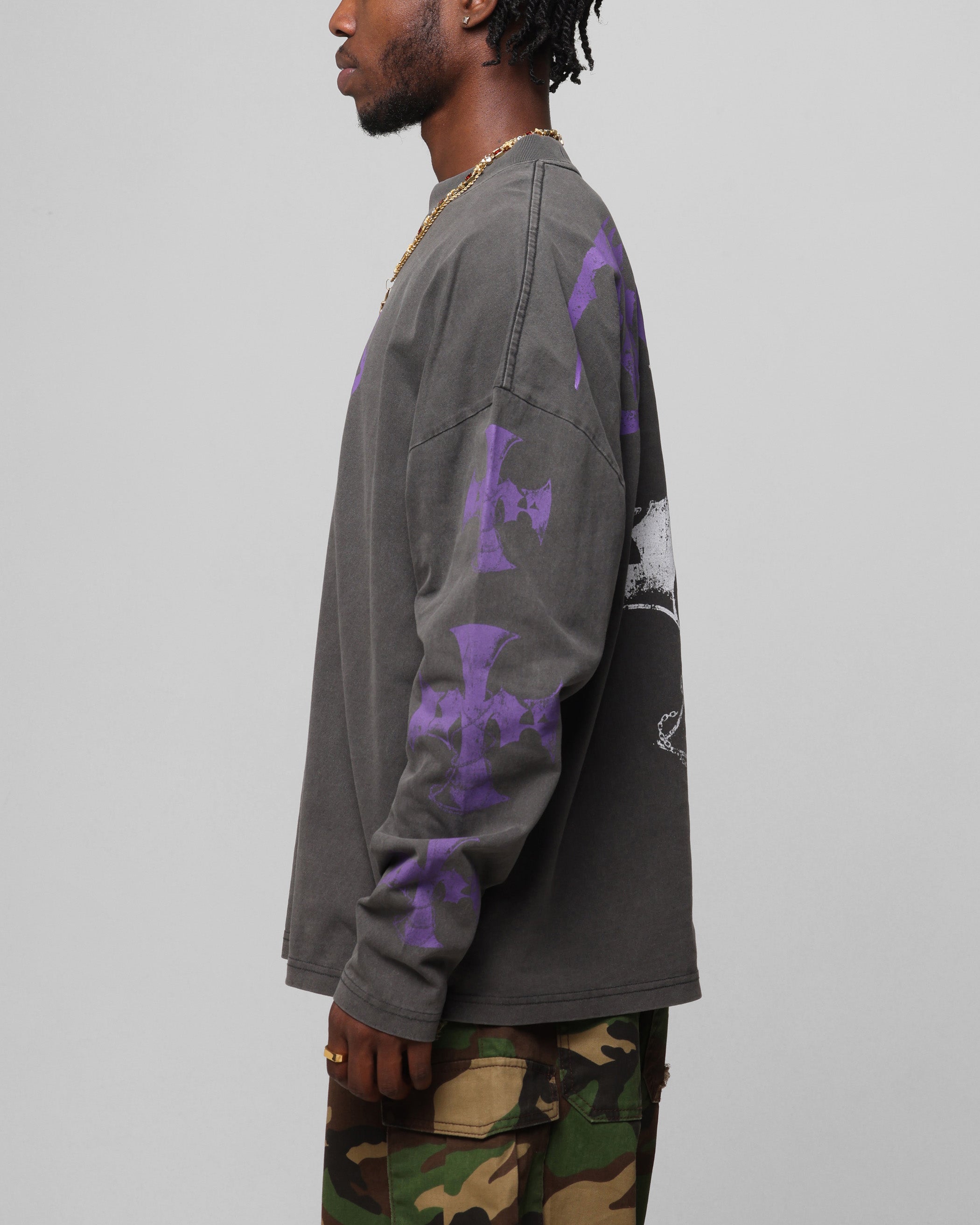 Loiter Angel Number Long Sleeve T-Shirt Charcoal、mySite、zt4zffjzw