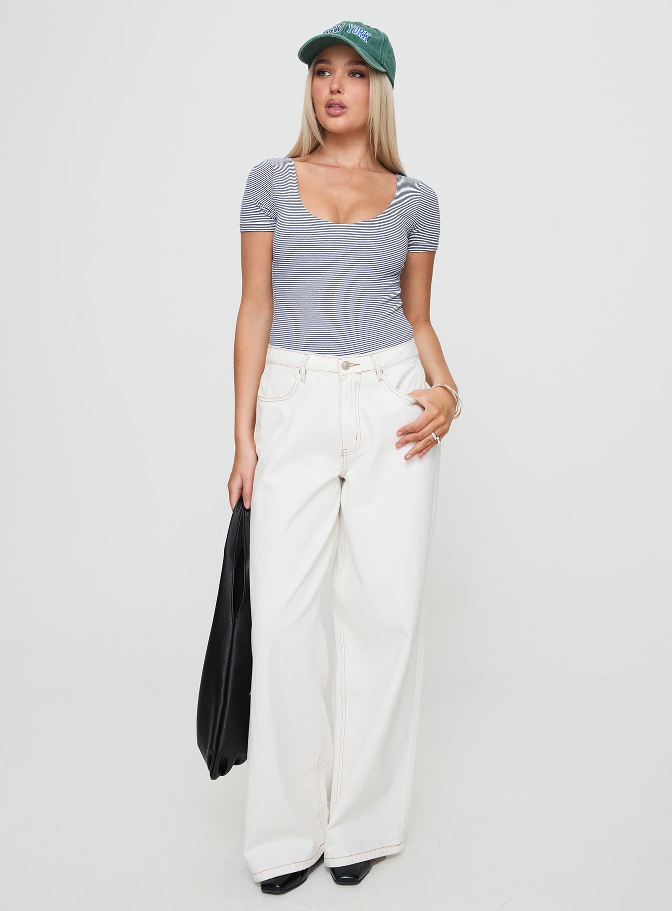 Brynne Bodysuit White / Navy Stripe、mySite、solidvoid