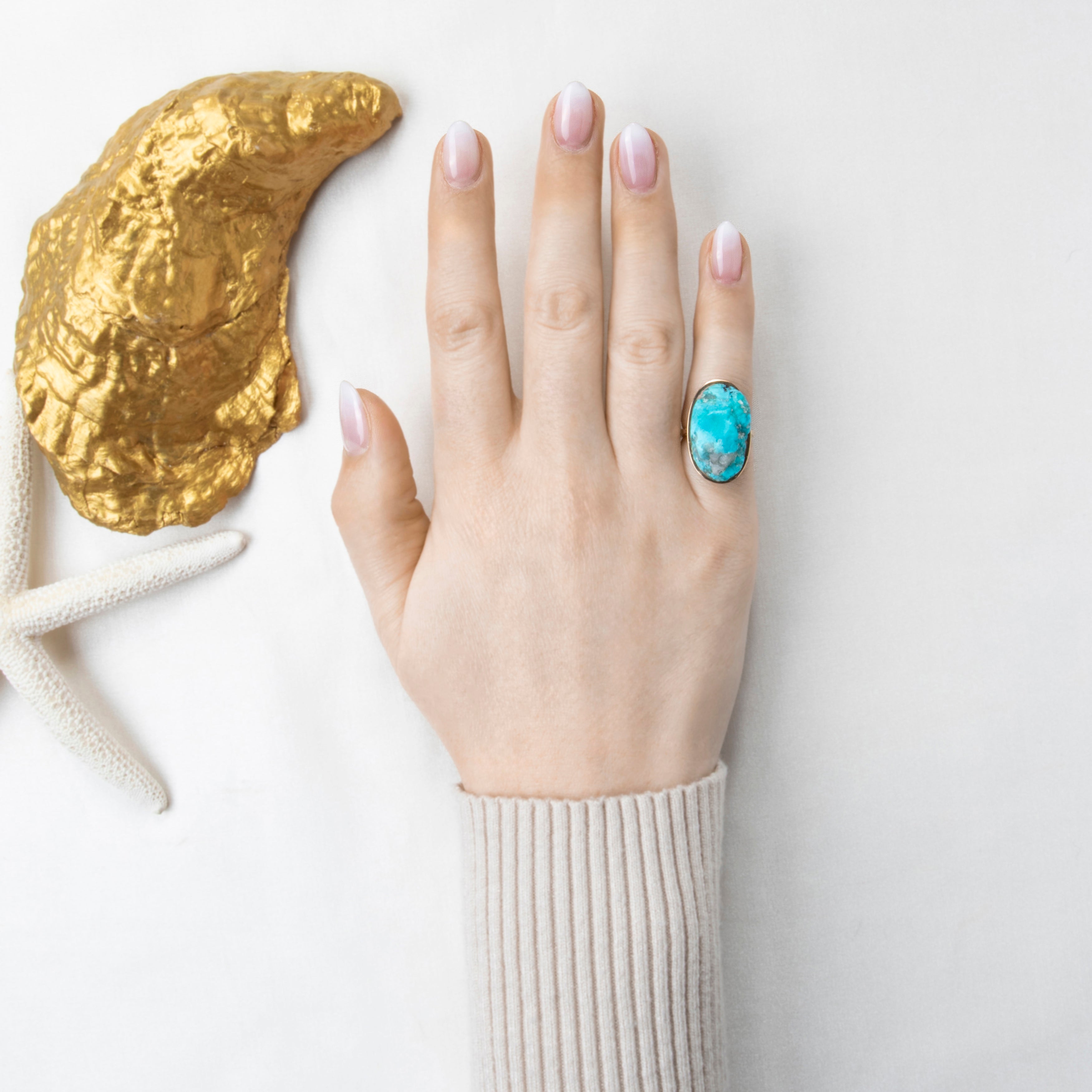 Vintage Large 14k Yellow Gold 17.8ct Turquoise Natural Modernist Ring 3.75、mySite、hinf8tx79