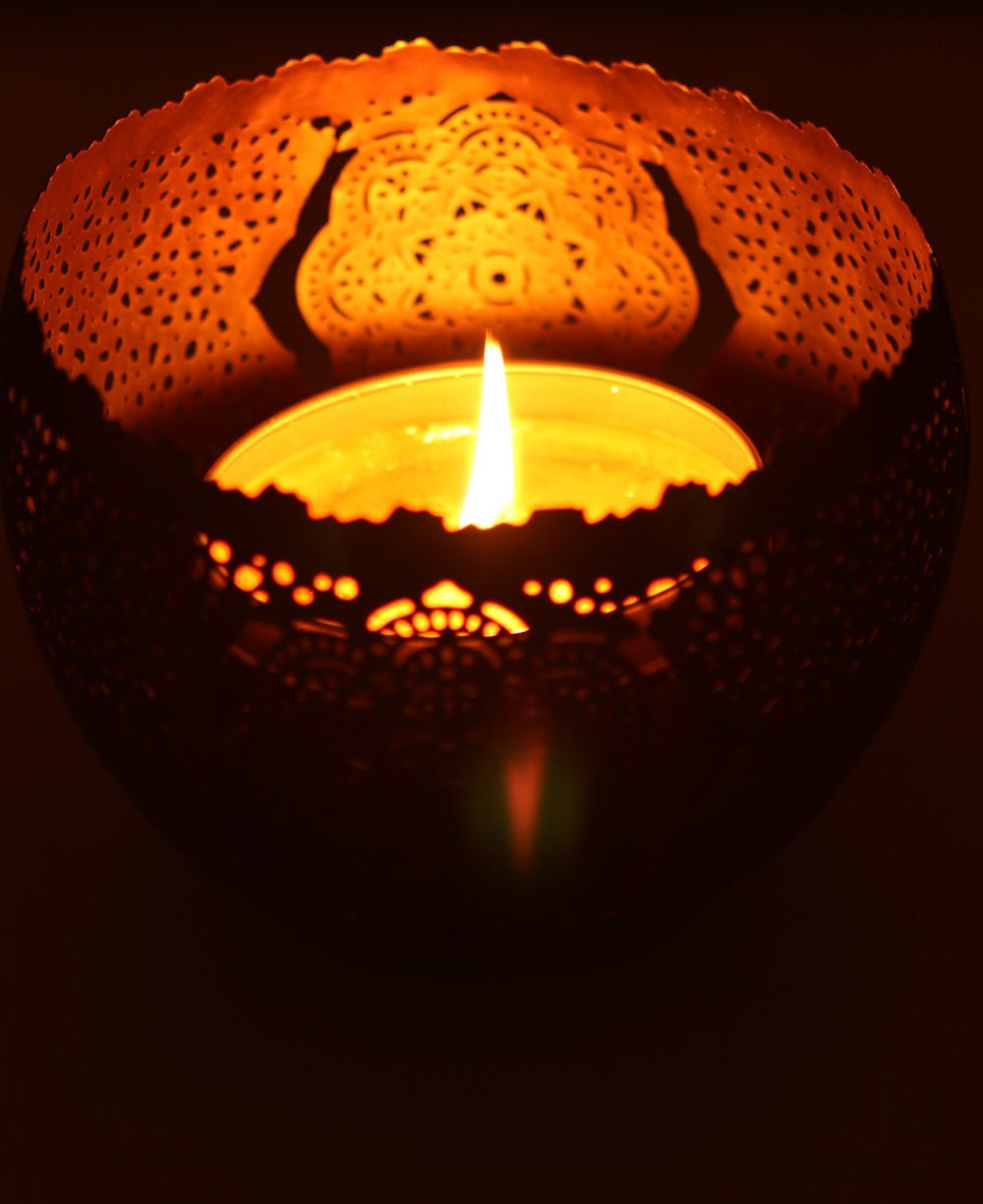 Fairtrade Mandala Design Decorative Bowl Votive Candle Lantern、mySite、topwebapps
