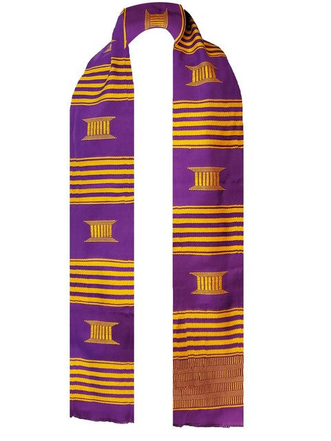 Purple and Gold Handwoven Kente Sash - Scarf - DPS252、mySite、solidvoid