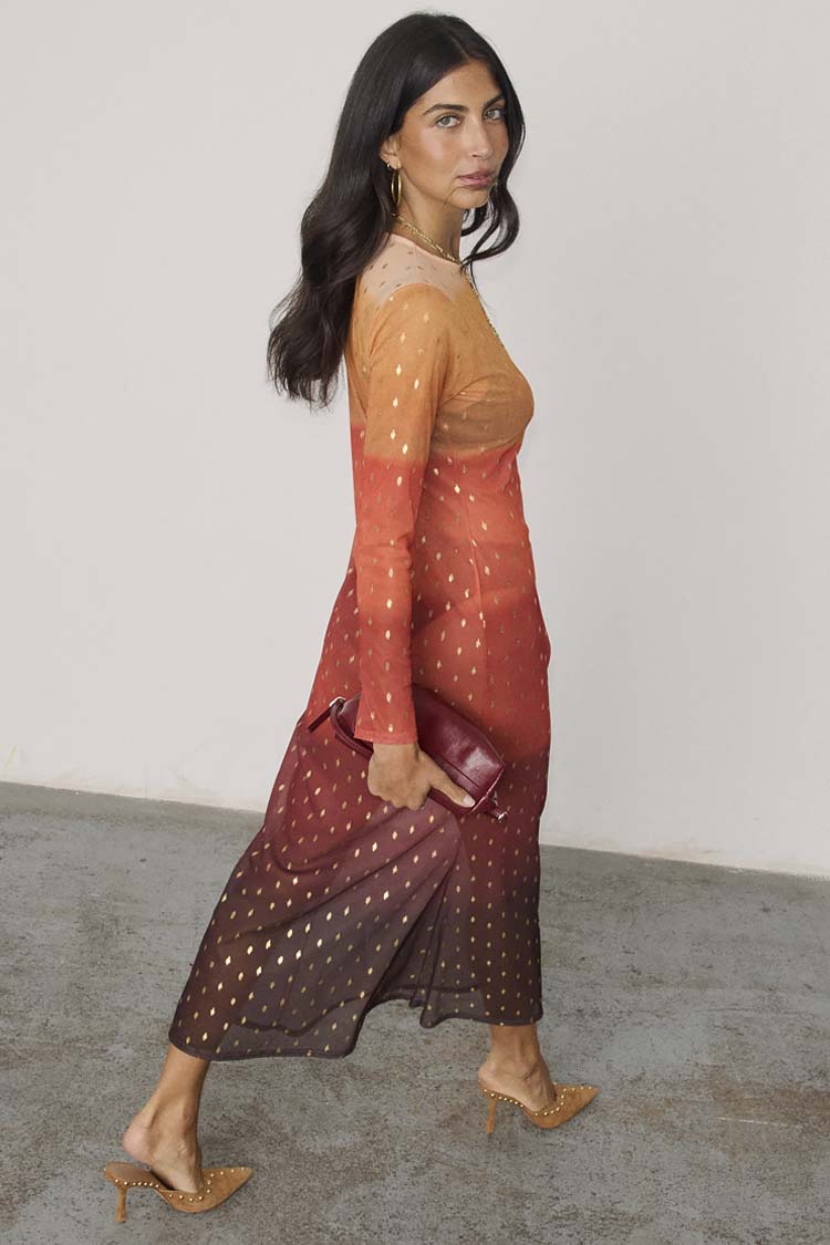 Orange Sunset Mesh Dress Petite、mySite、solidvoid