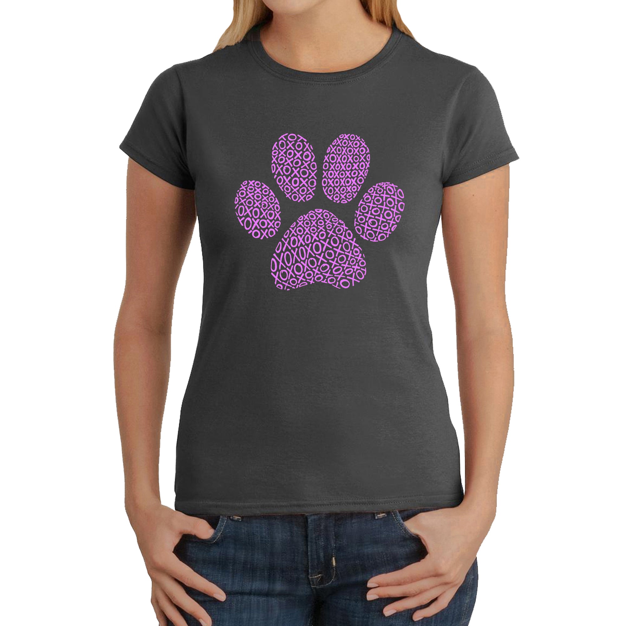 XOXO Dog Paw - Women's Word Art T-Shirt、mySite、camillekostekn