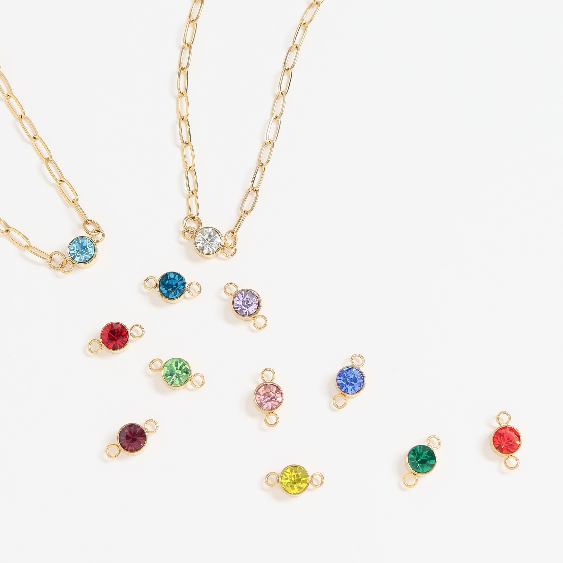 18K Gold PVD Stainless Steel Birthstone Connector Charm / PDL0122、mySite、dreamappss