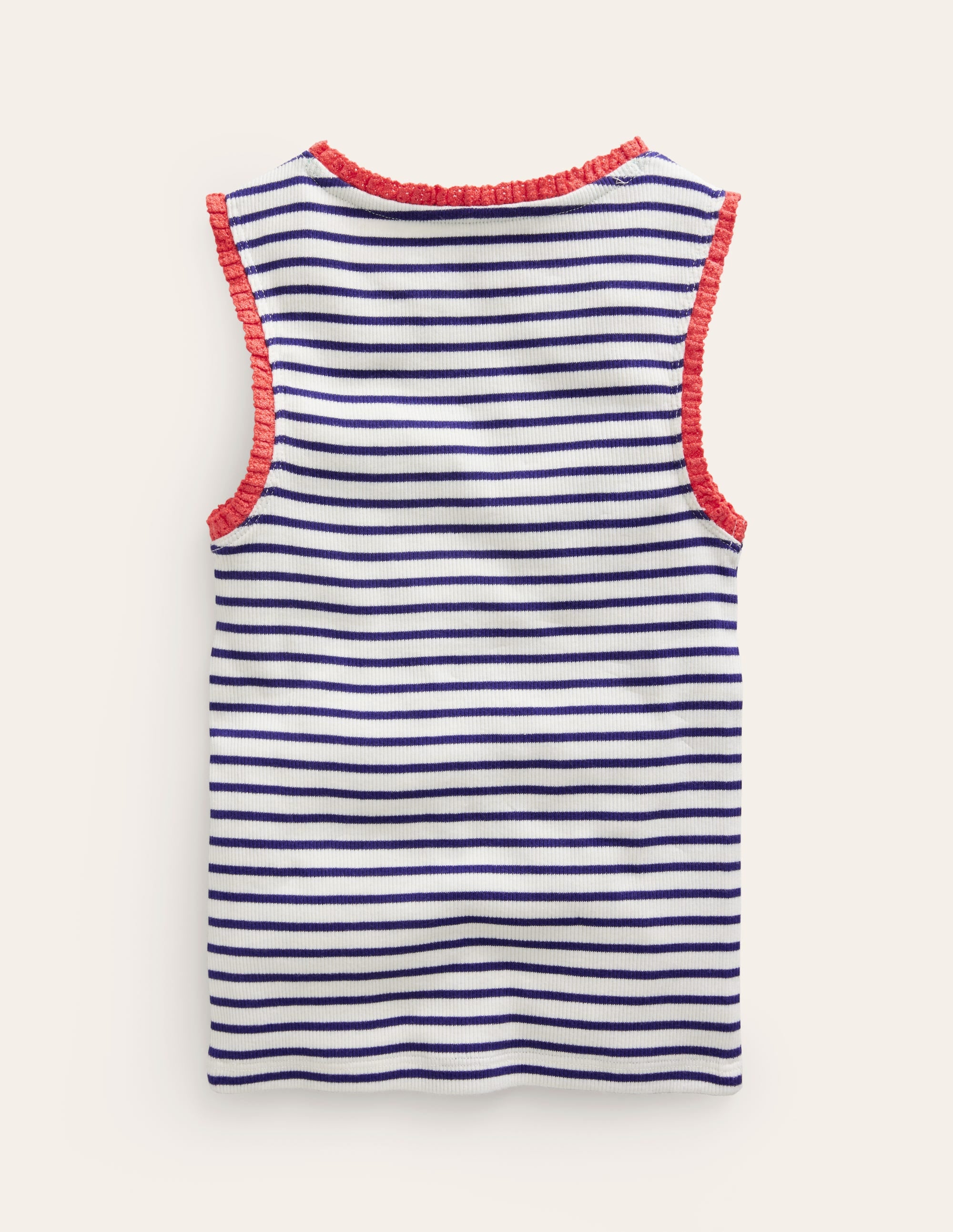  Ribbed Lace Trim Vest-Ivory/ Sapphire Blue Stripe、mySite、ashleygrahame