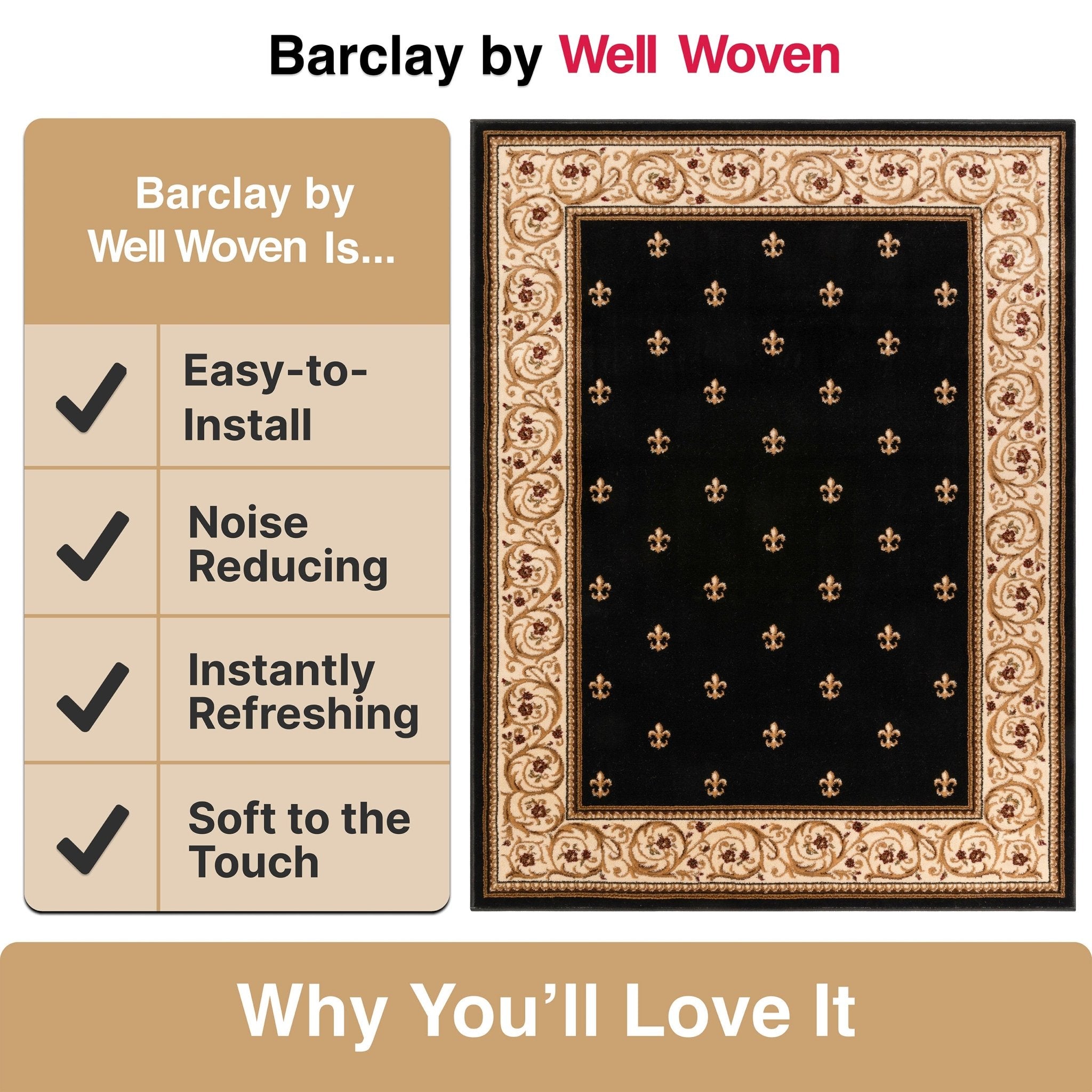 Fleur de Lis Elegance Easy to Clean Rug、mySite、gigharbornorthrealestate