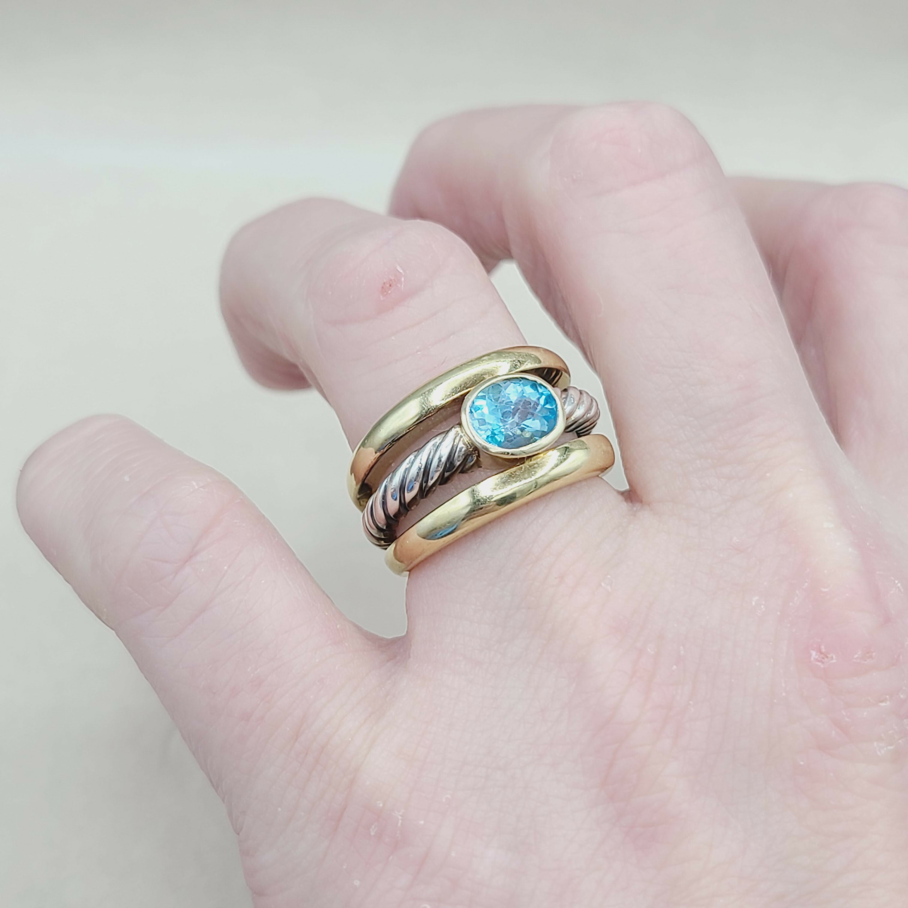 David Yurman Triple Row Stack Ring Blue Topaz & 18K Gold、mySite、hinf8tx79