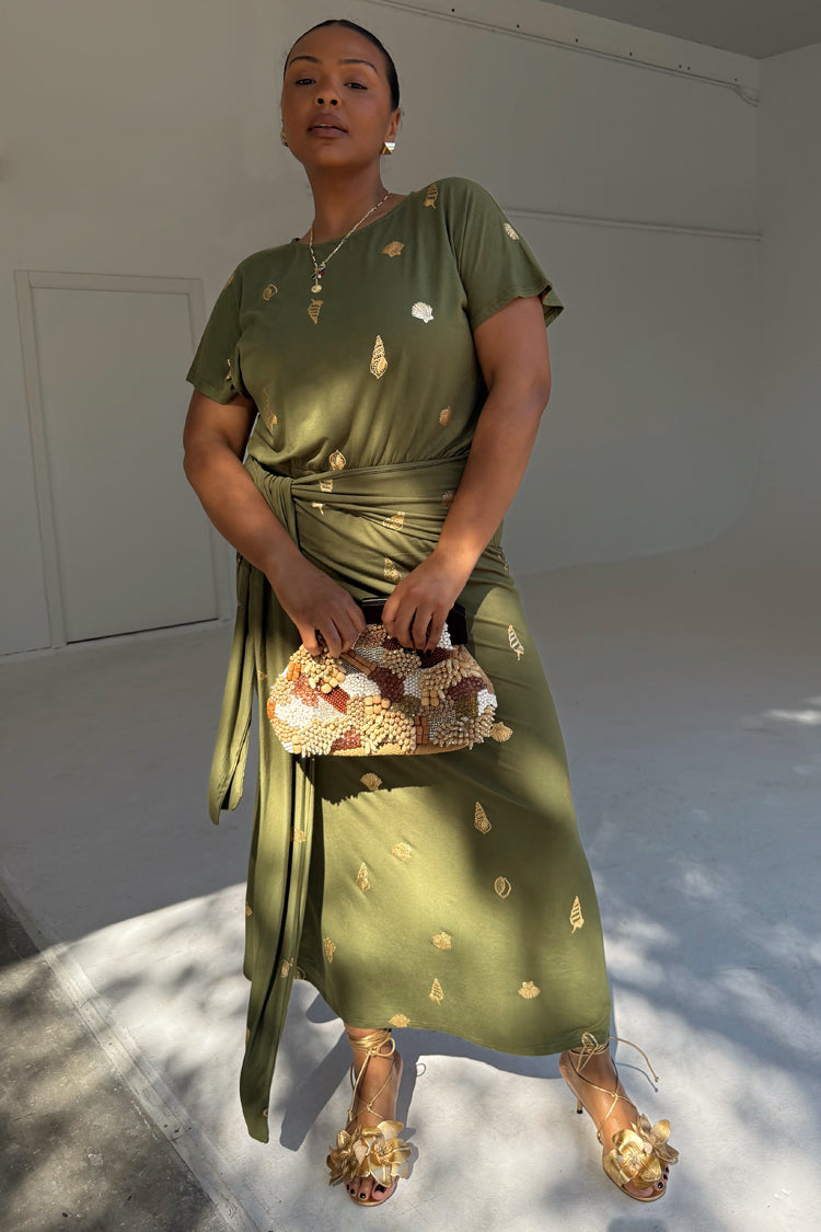 Khaki Shell Midi Dress、mySite、solidvoid