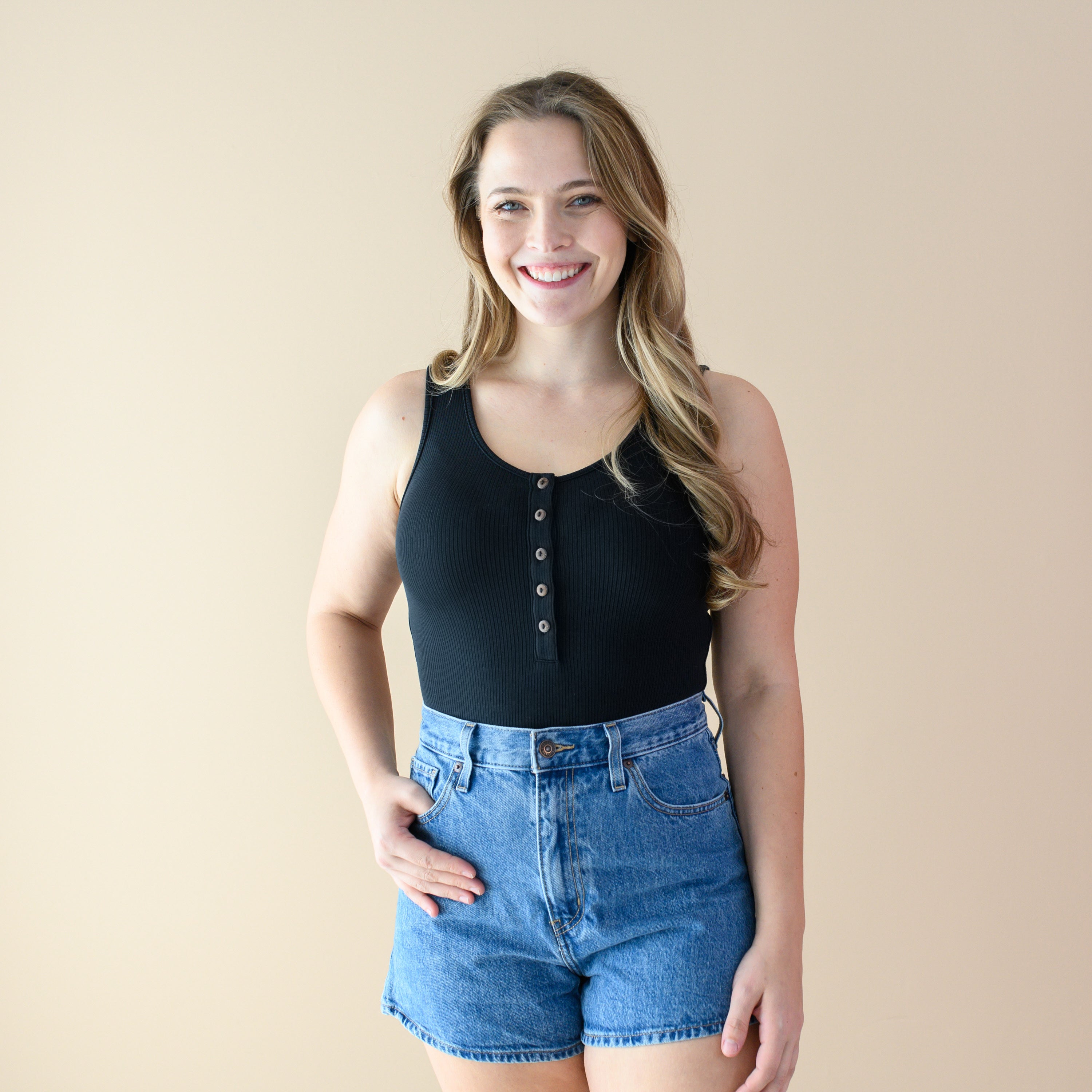  Women’s Ribbed Henley Bodysuit in Midnight、mySite、layawaytickets